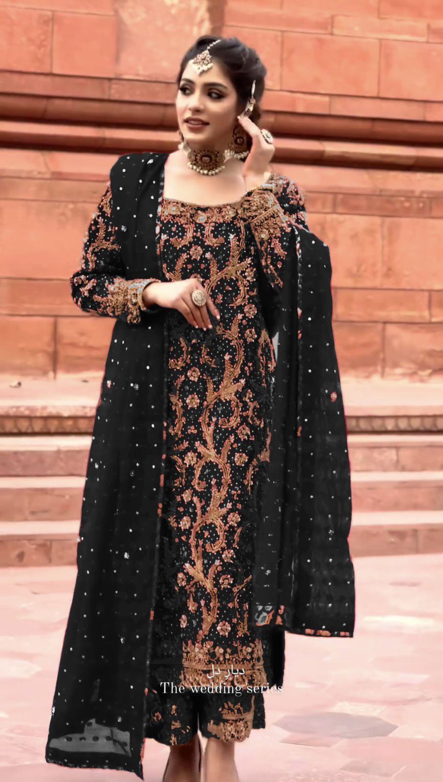 Glossy Black Color Sequence Work Kurti Set With Dupatta