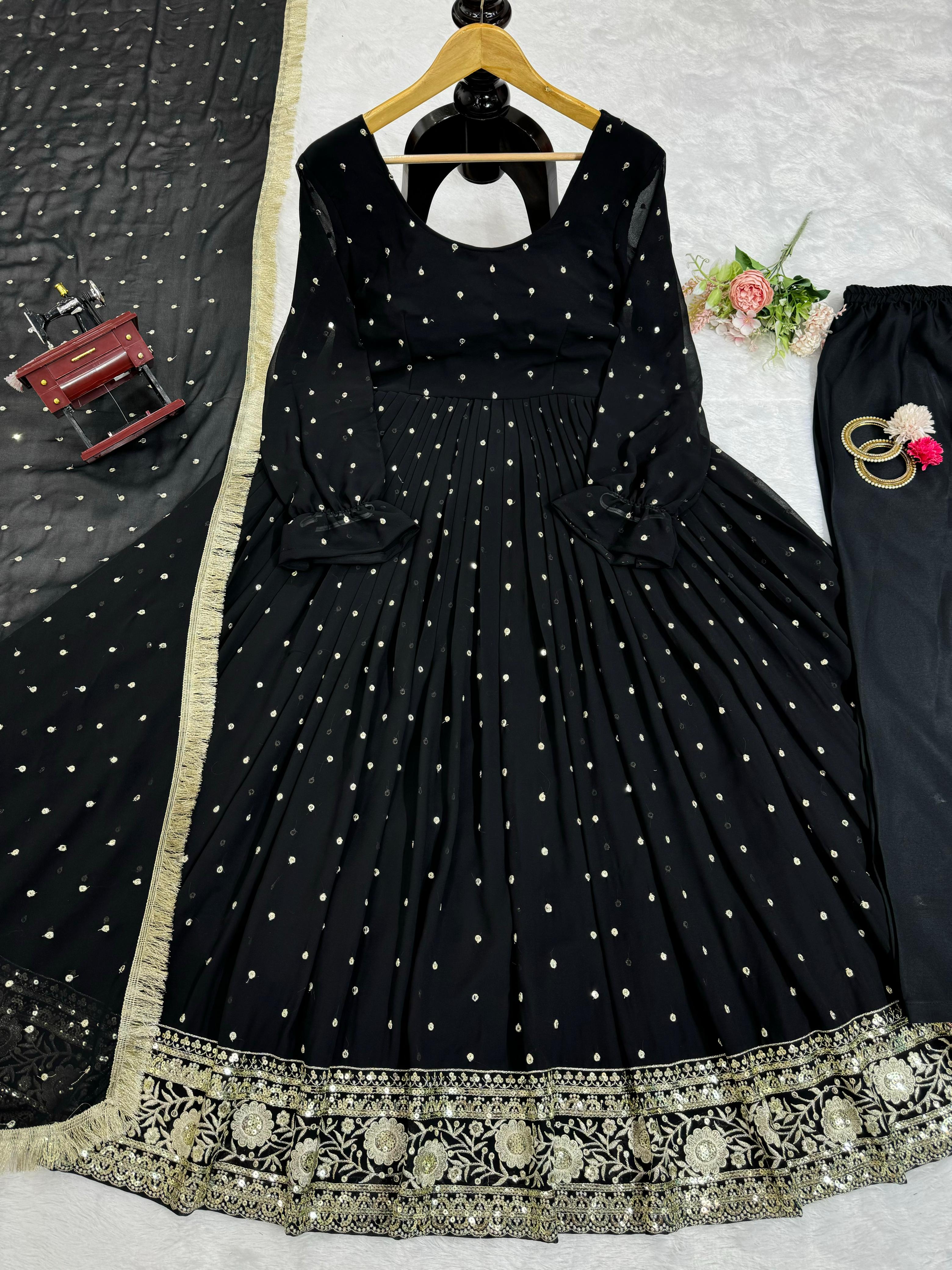 Black Color Sequence Work Anarkali Suit