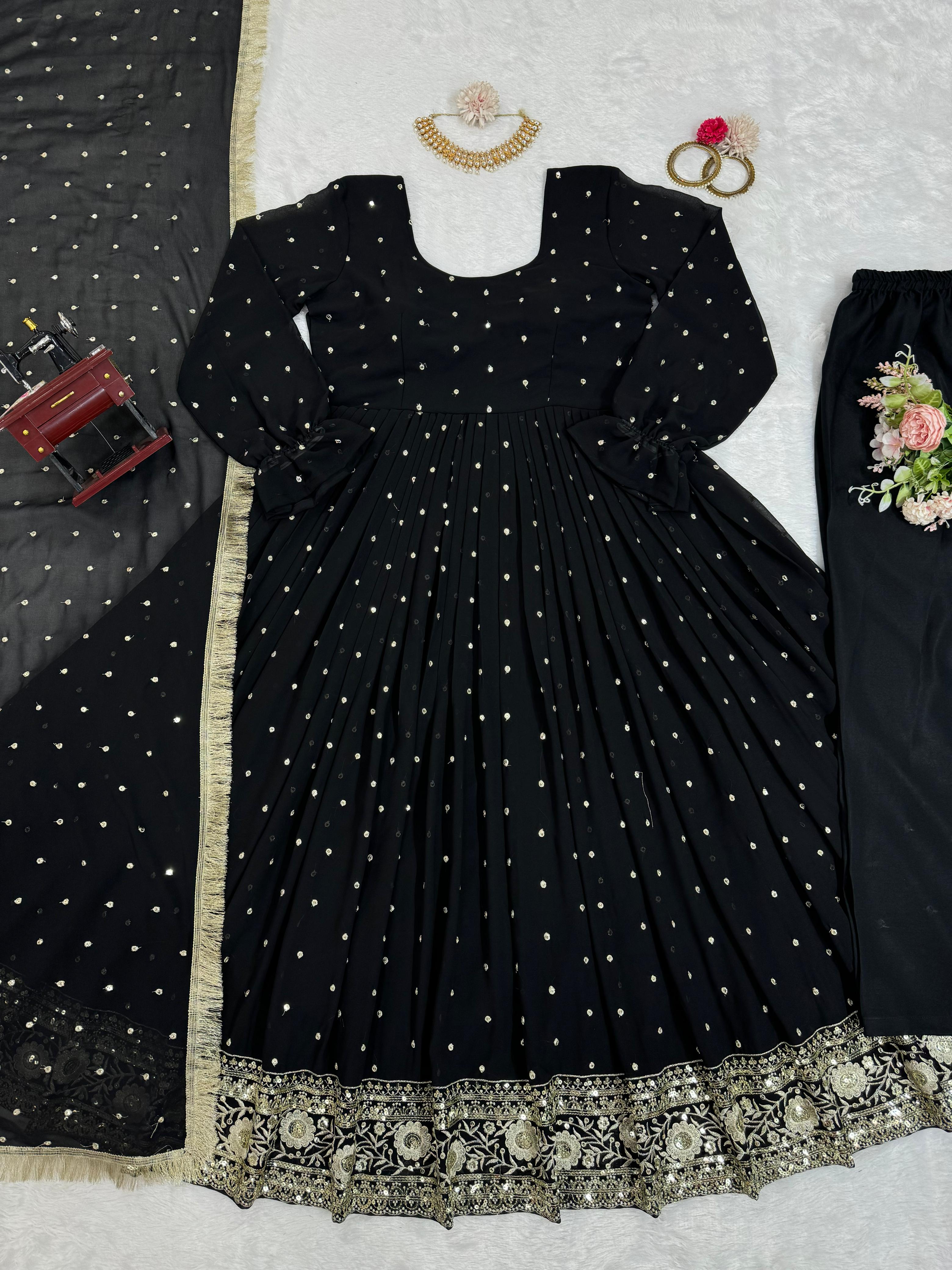 Black Color Sequence Work Anarkali Suit