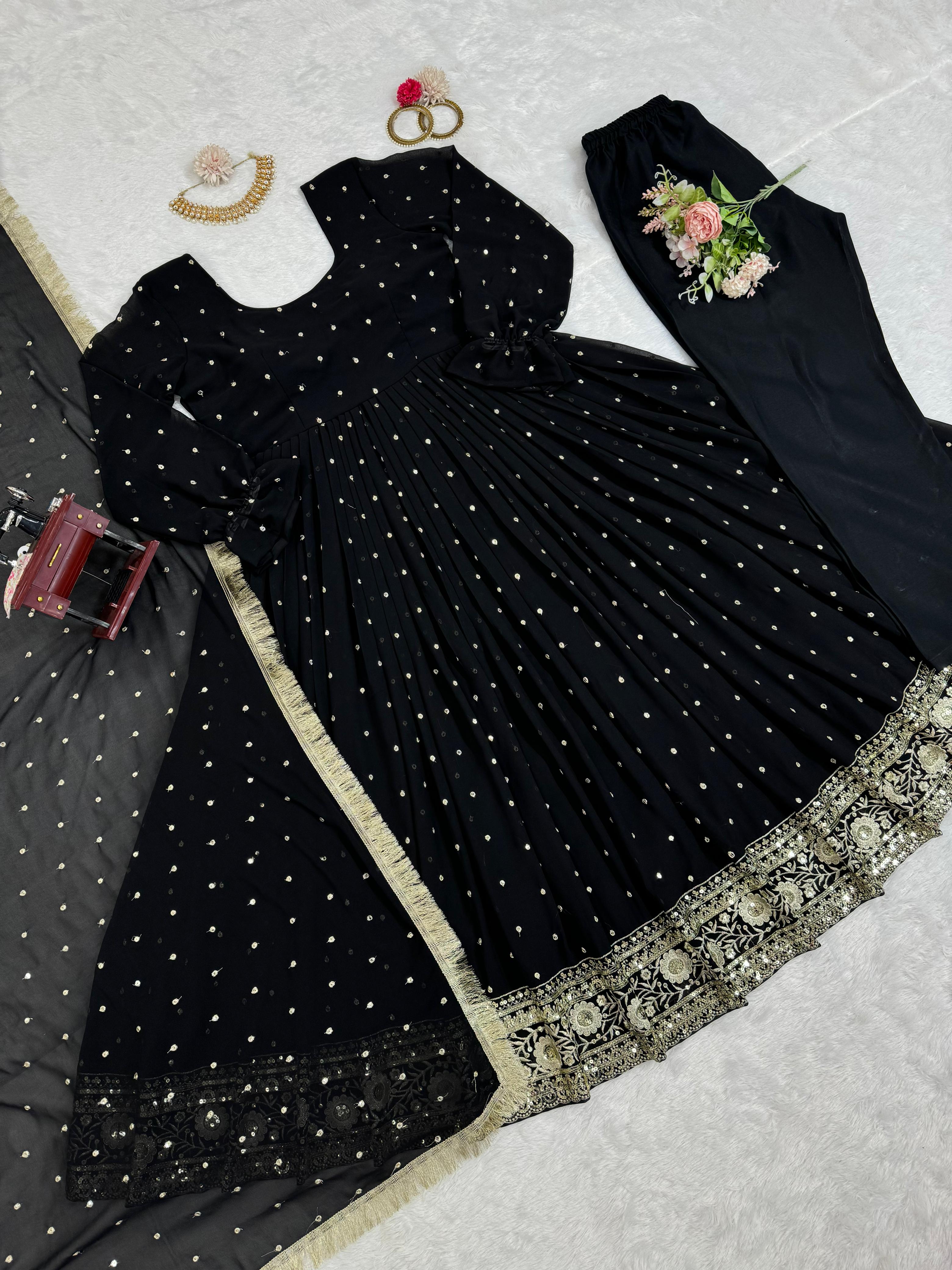 Black Color Sequence Work Anarkali Suit