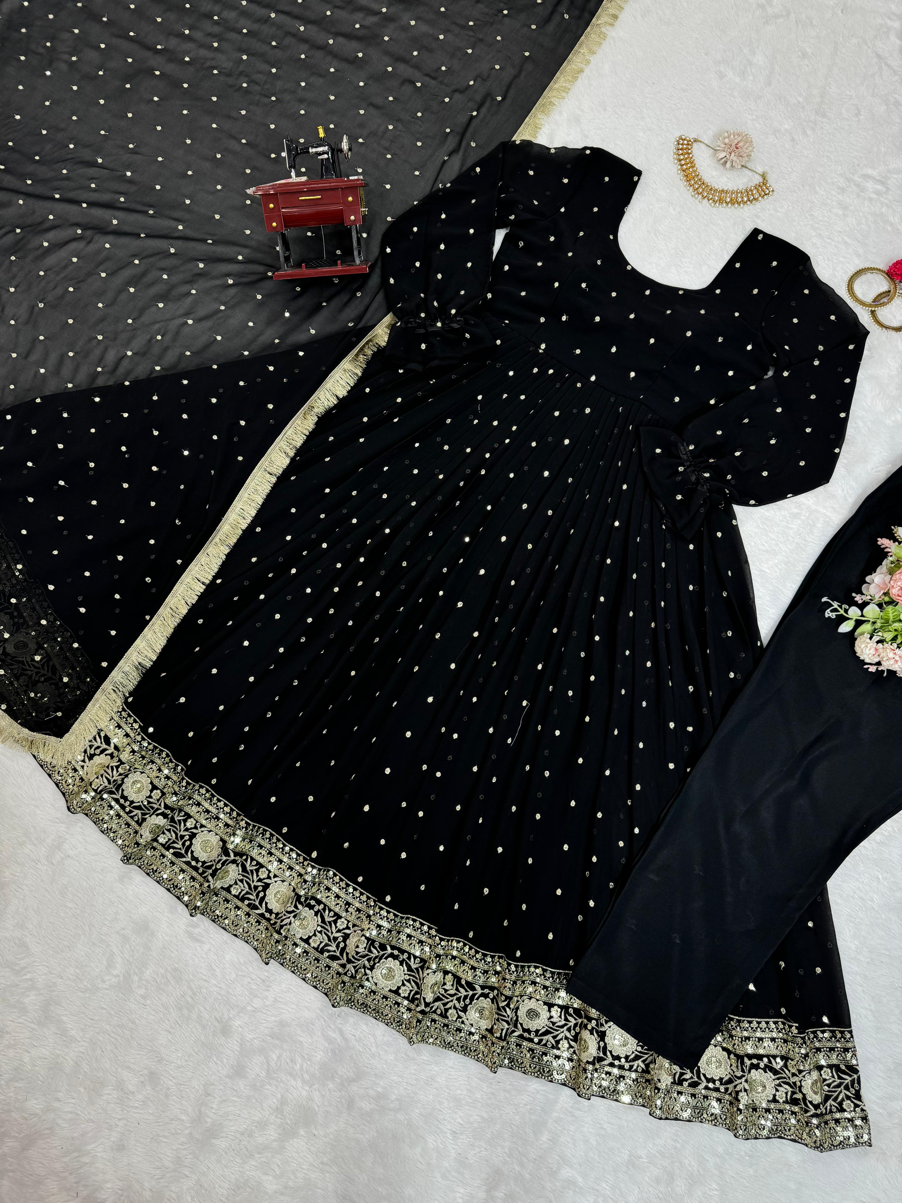 Black Color Sequence Work Anarkali Suit