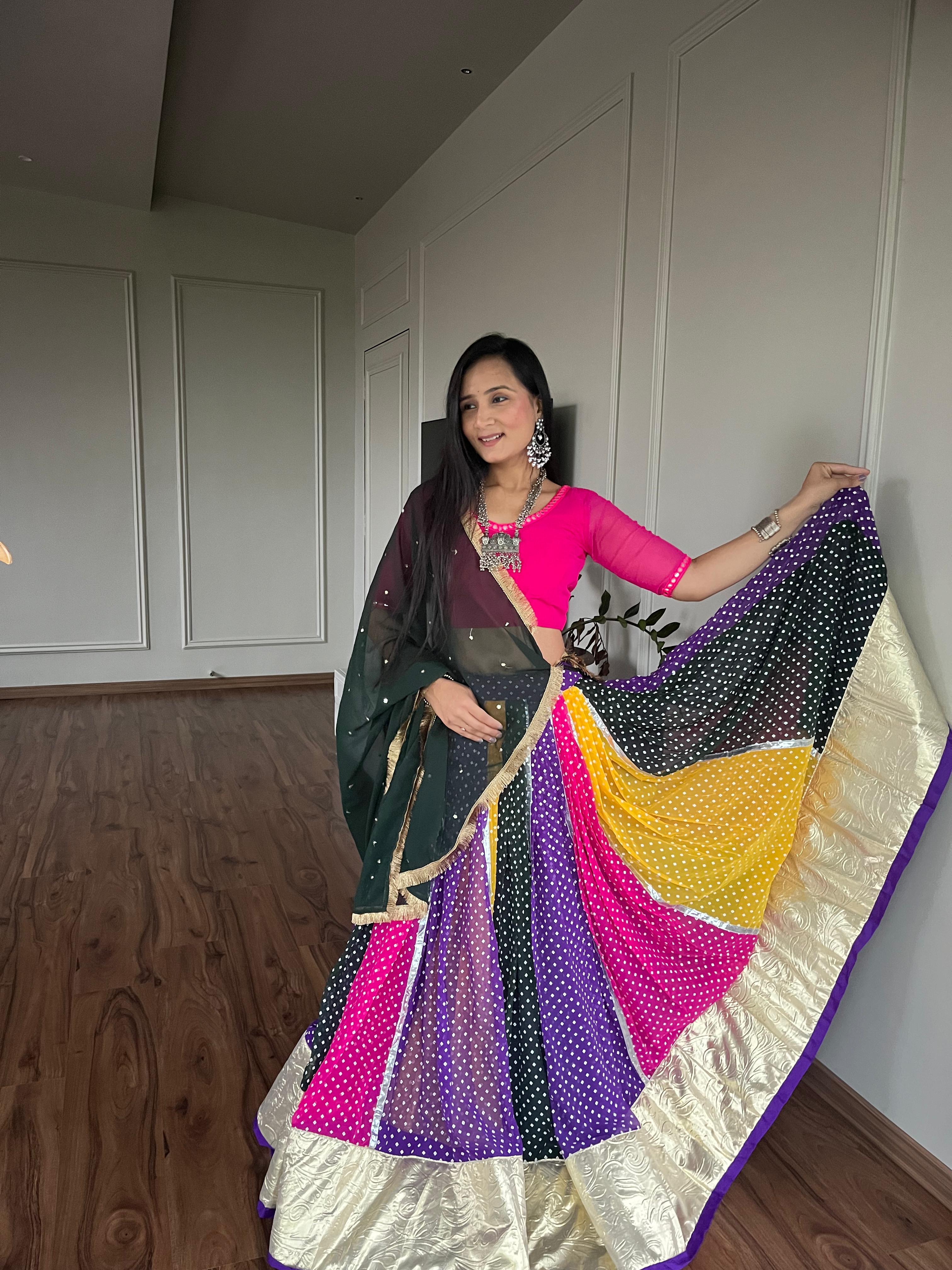 Multi Color Navratri Georgette Lehenga Choli