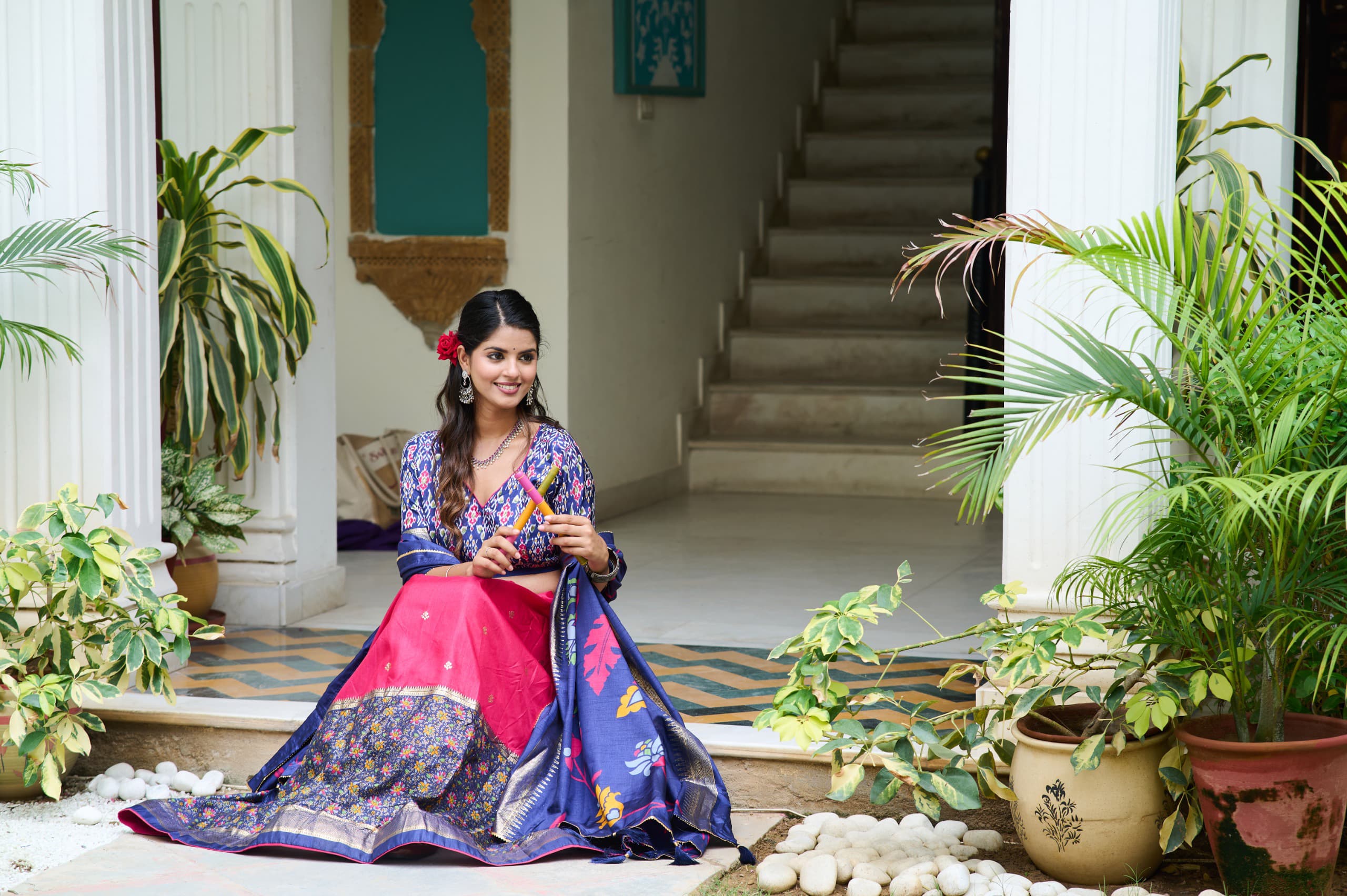 Pink Color Meenakari With Foil Print Dola Silk Lehenga Choli