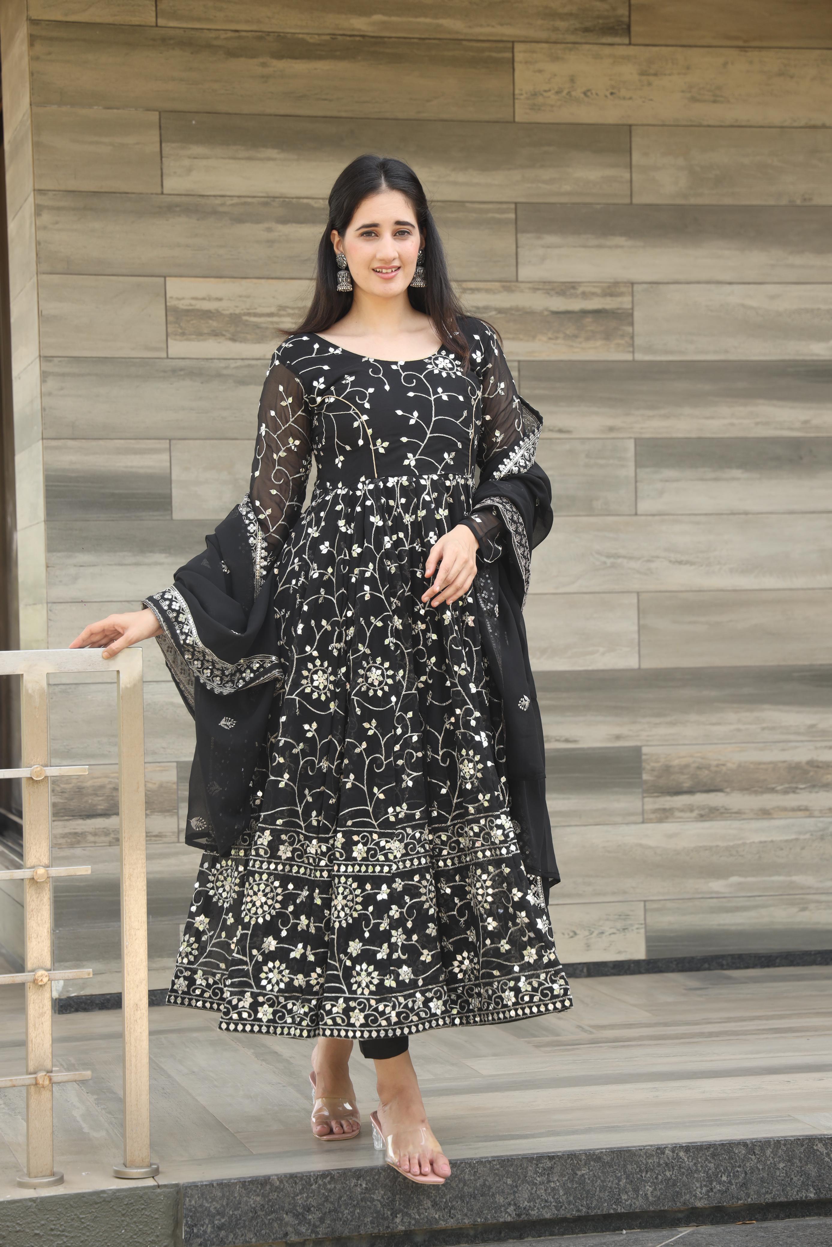 Presenting Full Heavy Work Black Color Anarkali Suit