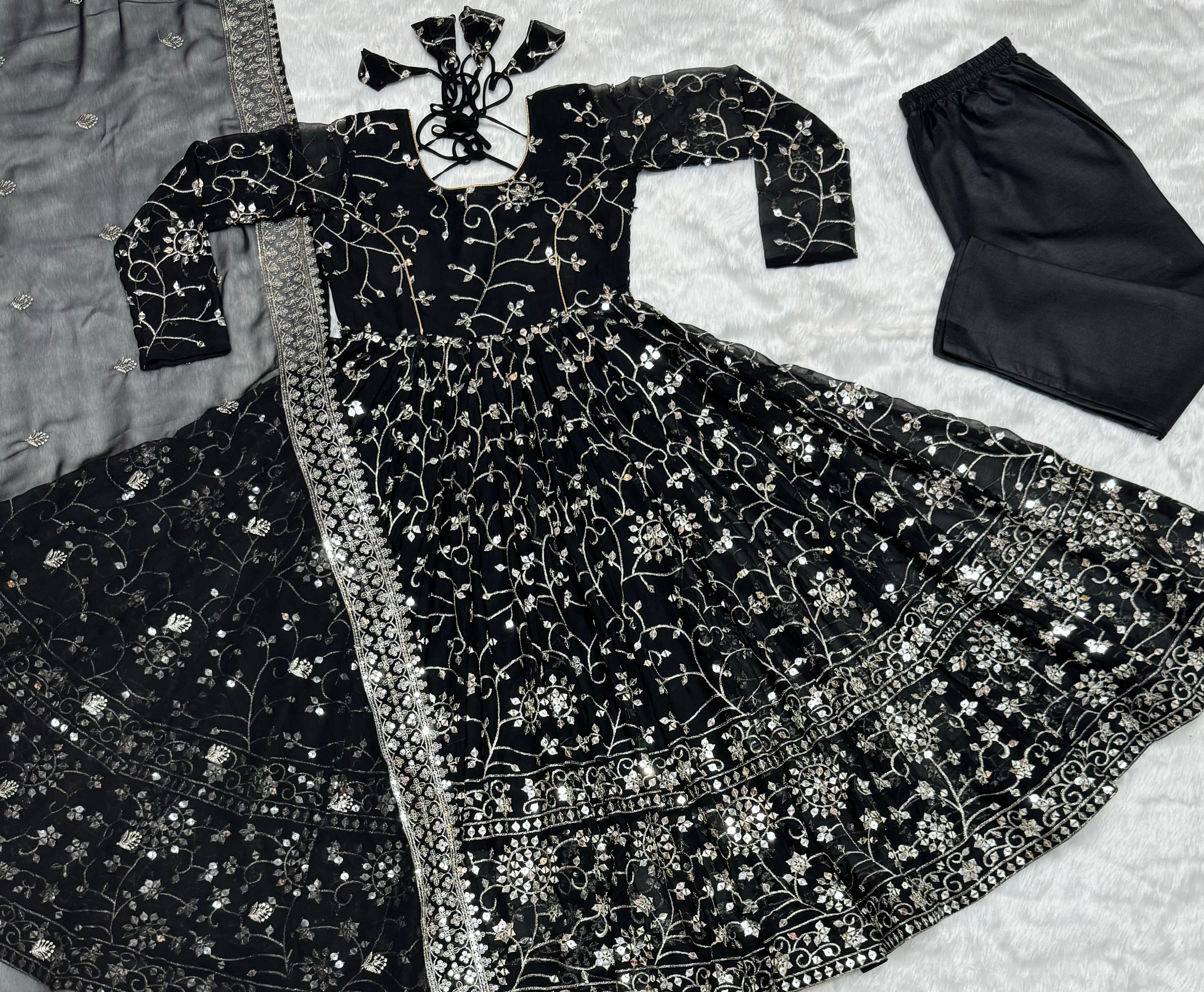 Presenting Full Heavy Work Black Color Anarkali Suit