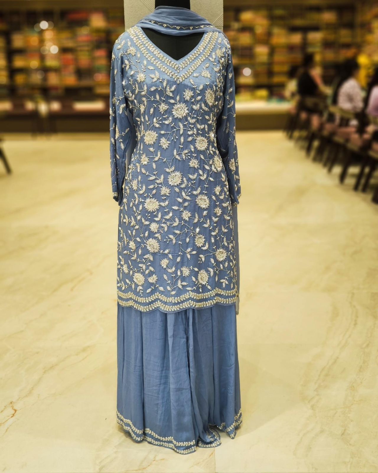 Festive Wear Heavy Sequence Work Sky Blue Color Sharara Suit