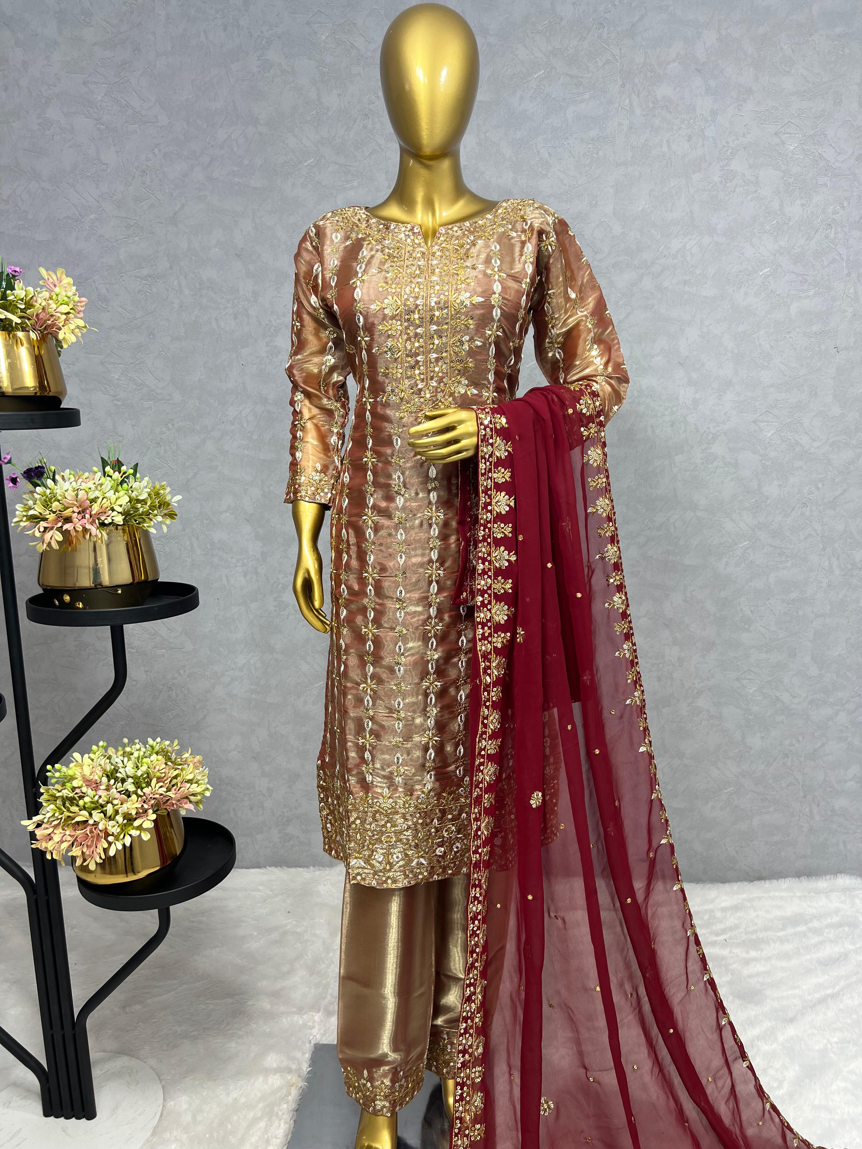 Captivating Sequence Work Beige Color Salwar Suit