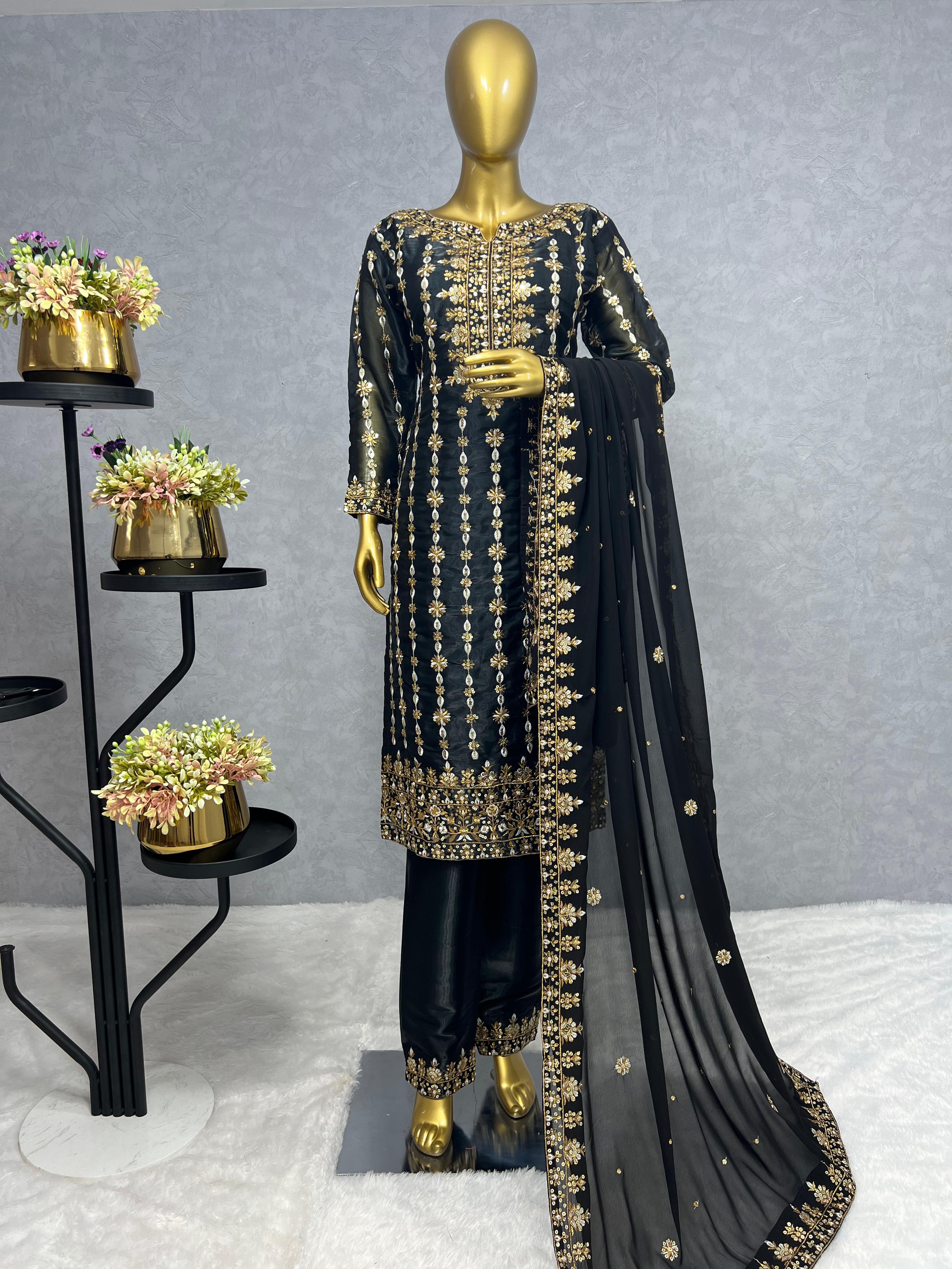 Captivating Sequence Work Black Color Salwar Suit