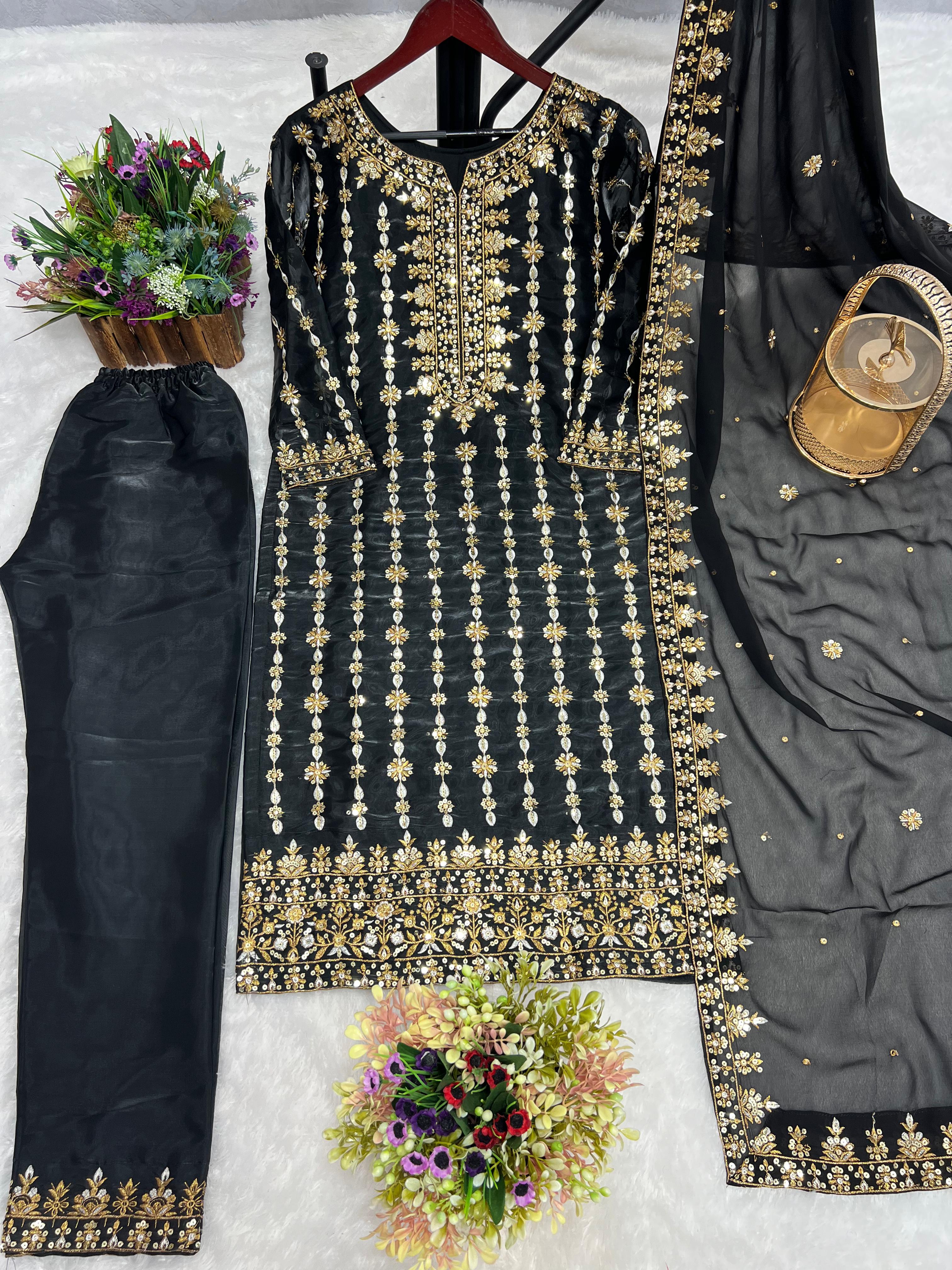 Captivating Sequence Work Black Color Salwar Suit