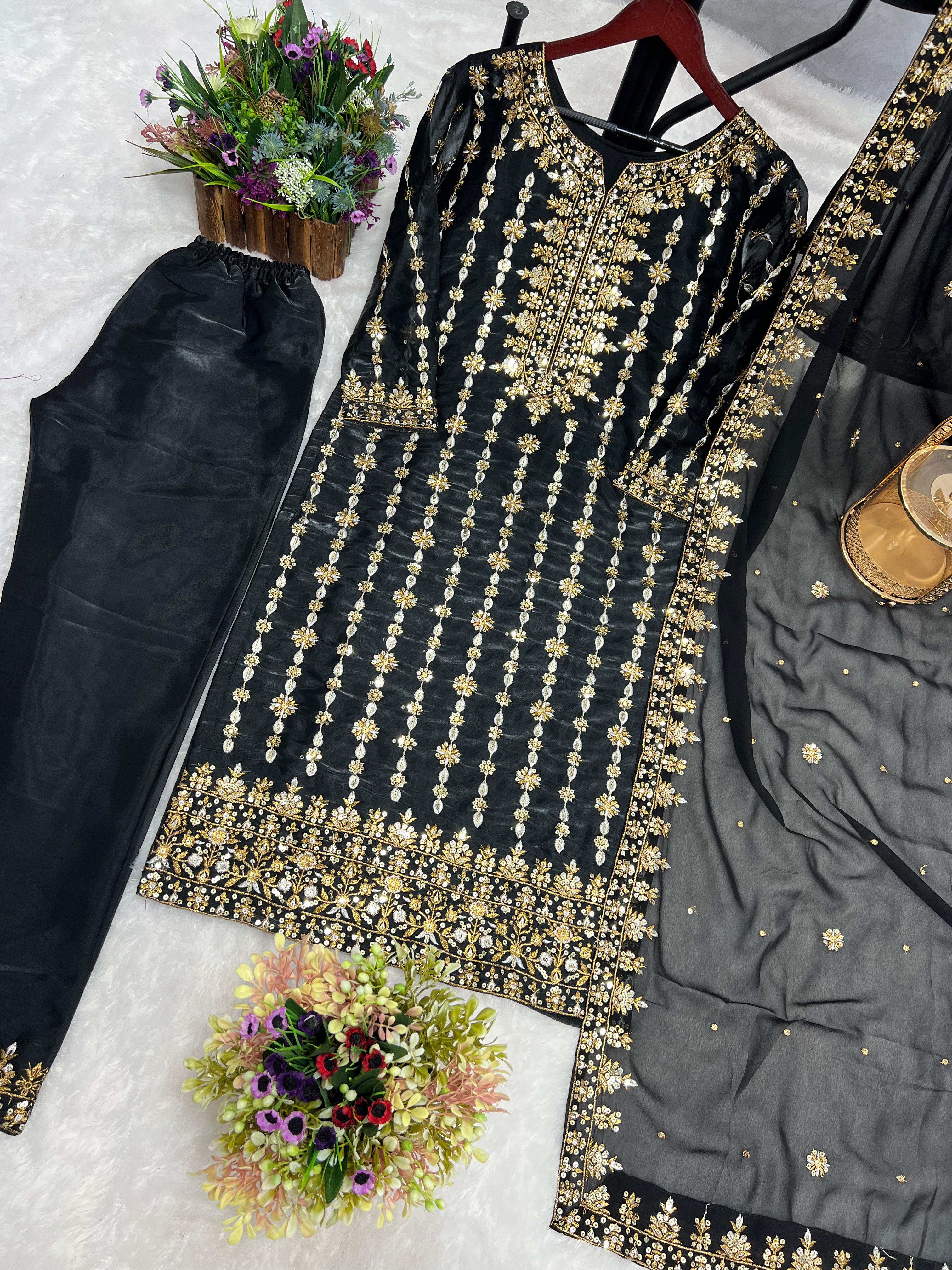 Captivating Sequence Work Black Color Salwar Suit