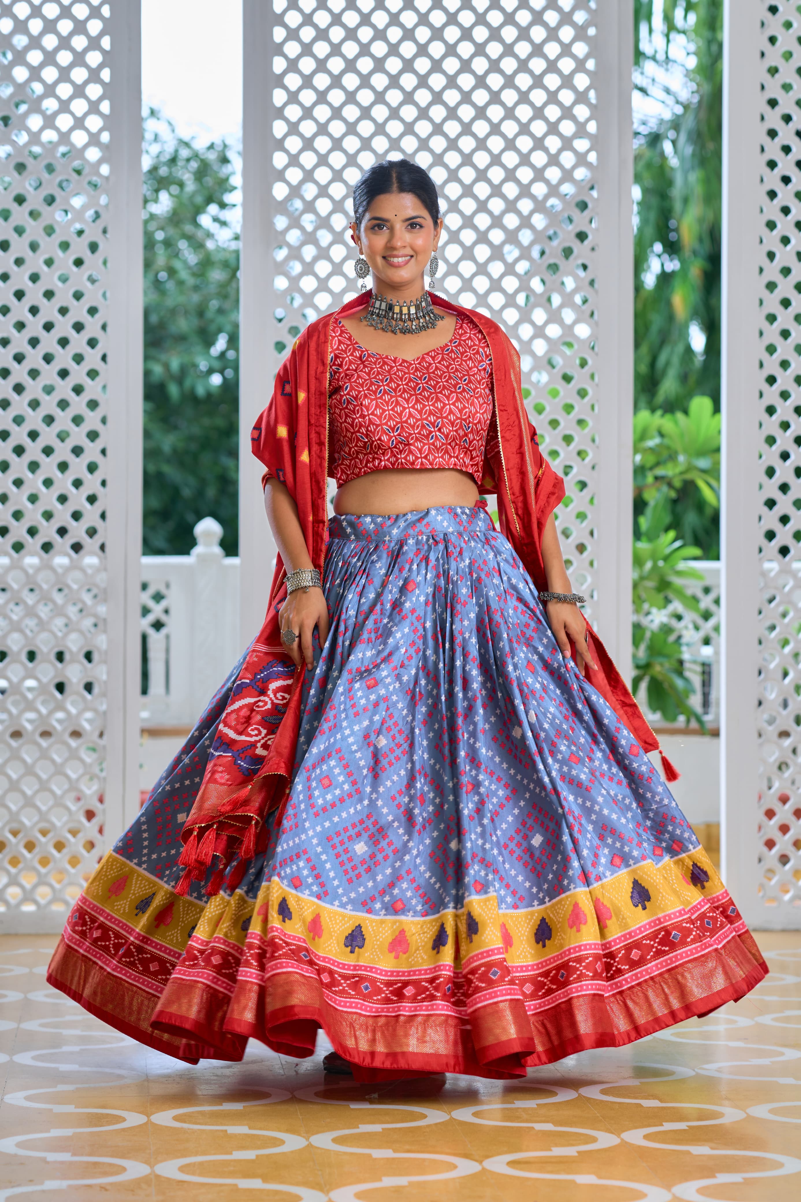 Exclusive Minakari With Foil Print Sky Blue Color Lehenga Choli