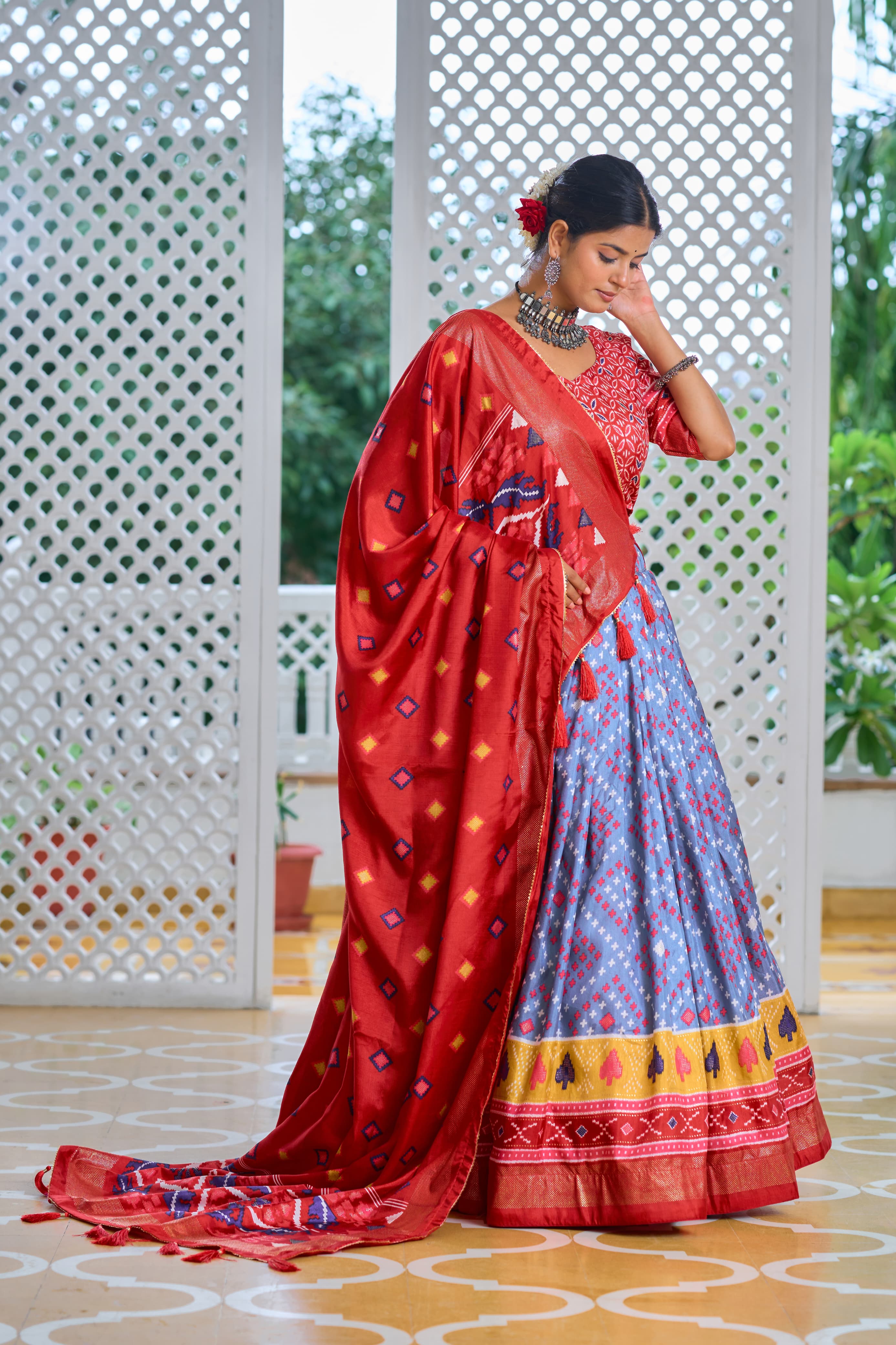 Exclusive Minakari With Foil Print Sky Blue Color Lehenga Choli