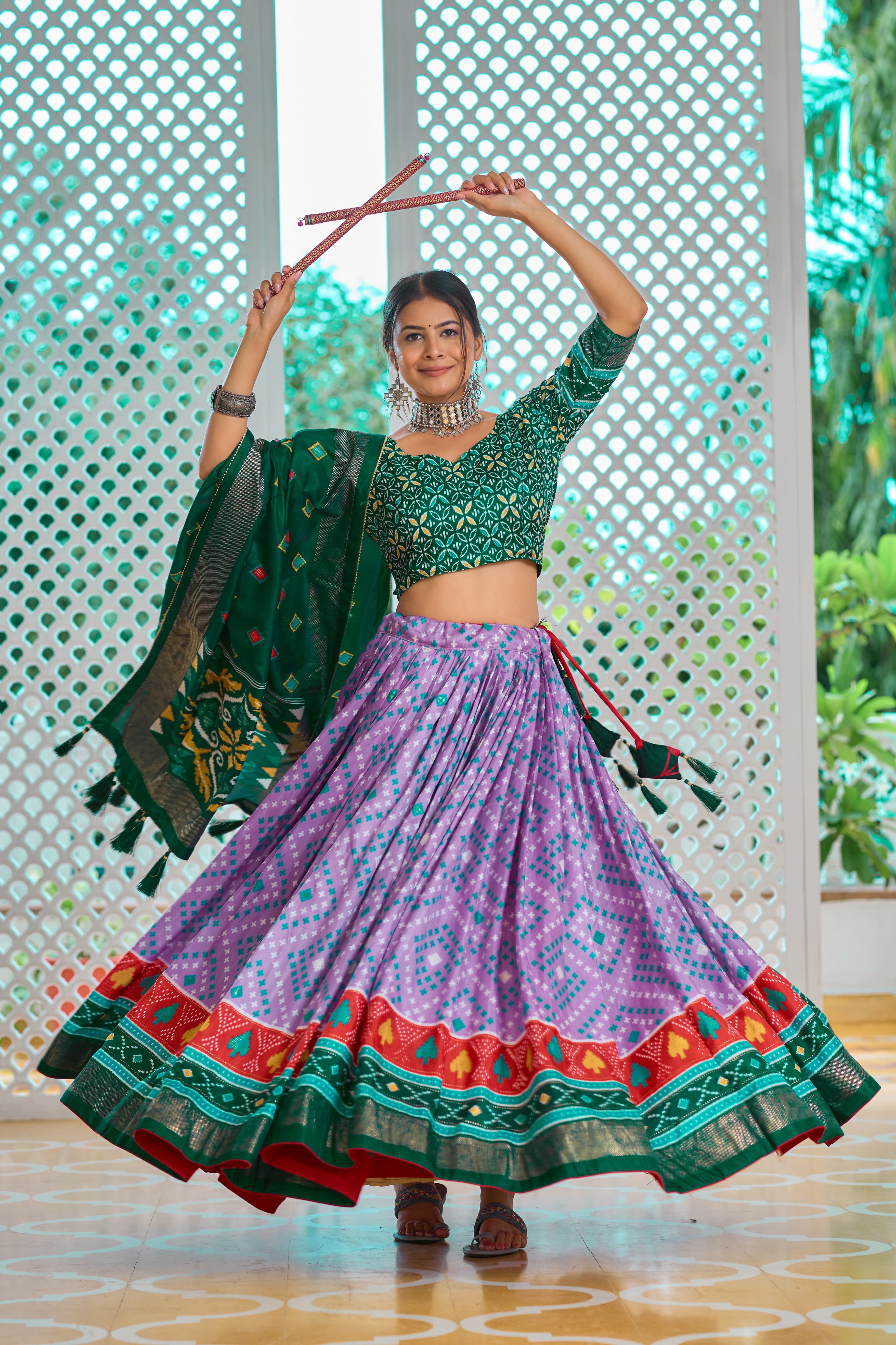 Exclusive Minakari With Foil Print Lavender Color Lehenga Choli