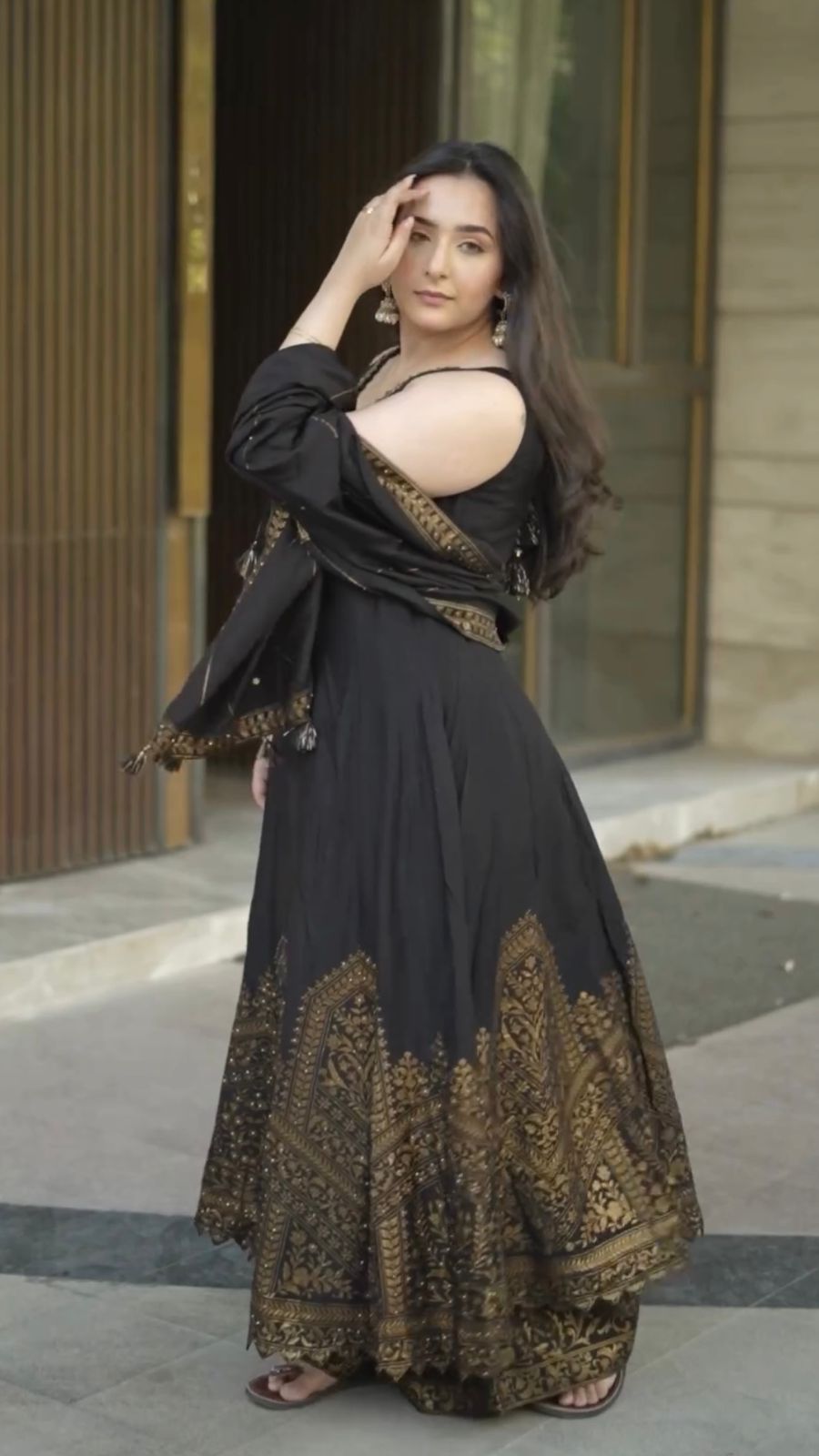 Beautiful Embroidery Work Black Color Anarkali Gown