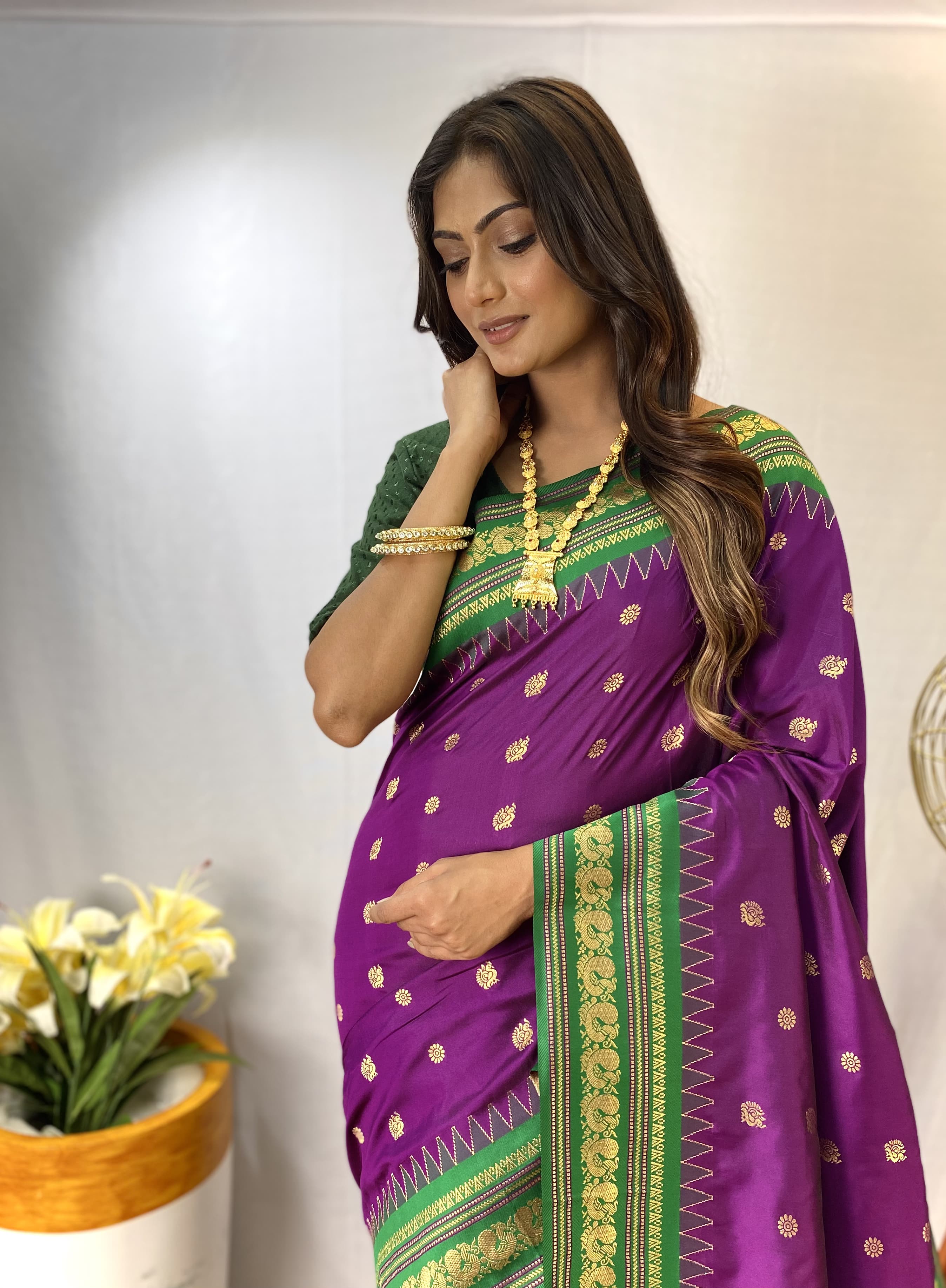 Traditional wear Purple Color Rich Pallu Silk Saree