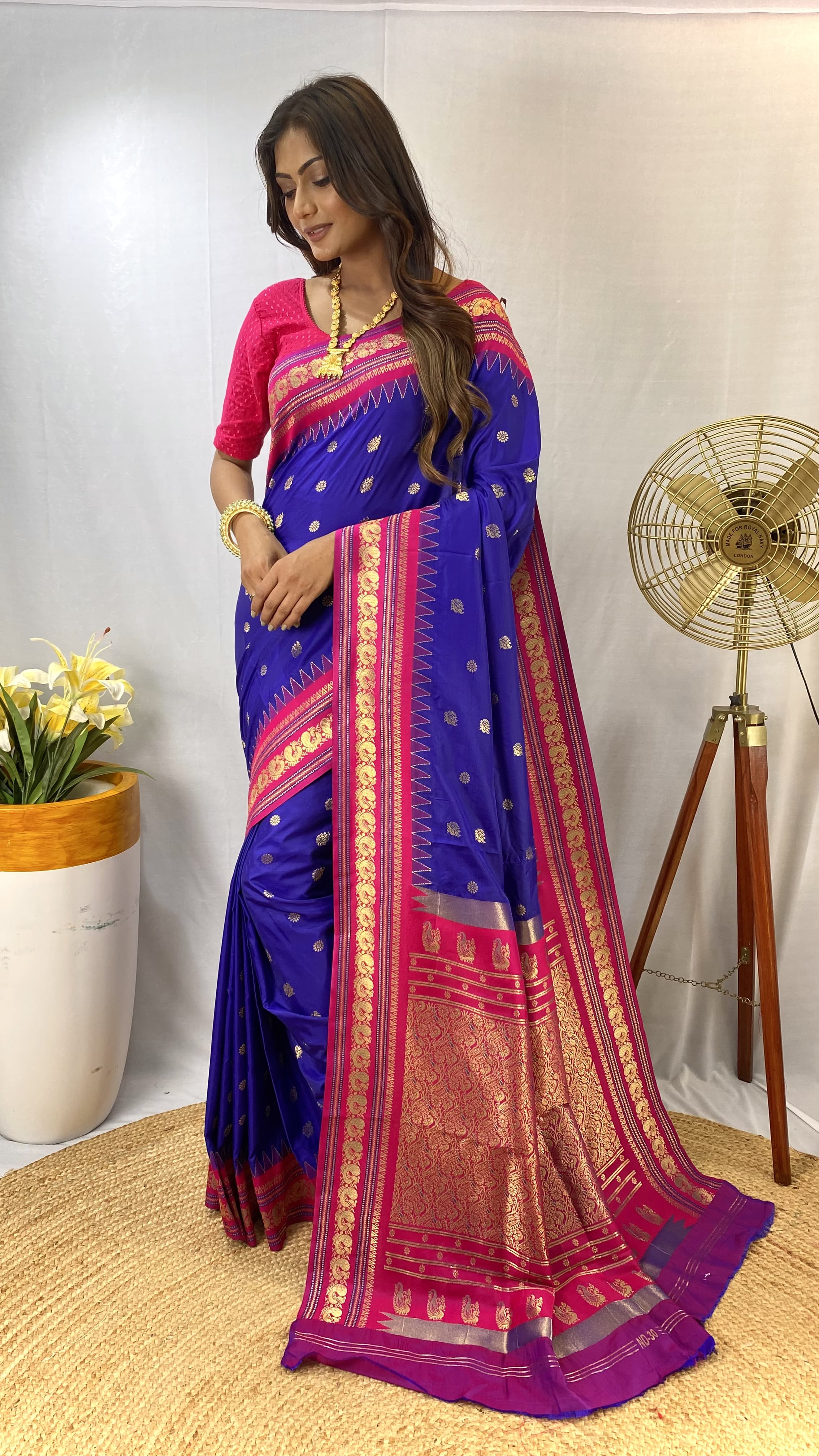 Traditional wear Blue Color Rich Pallu Silk Saree