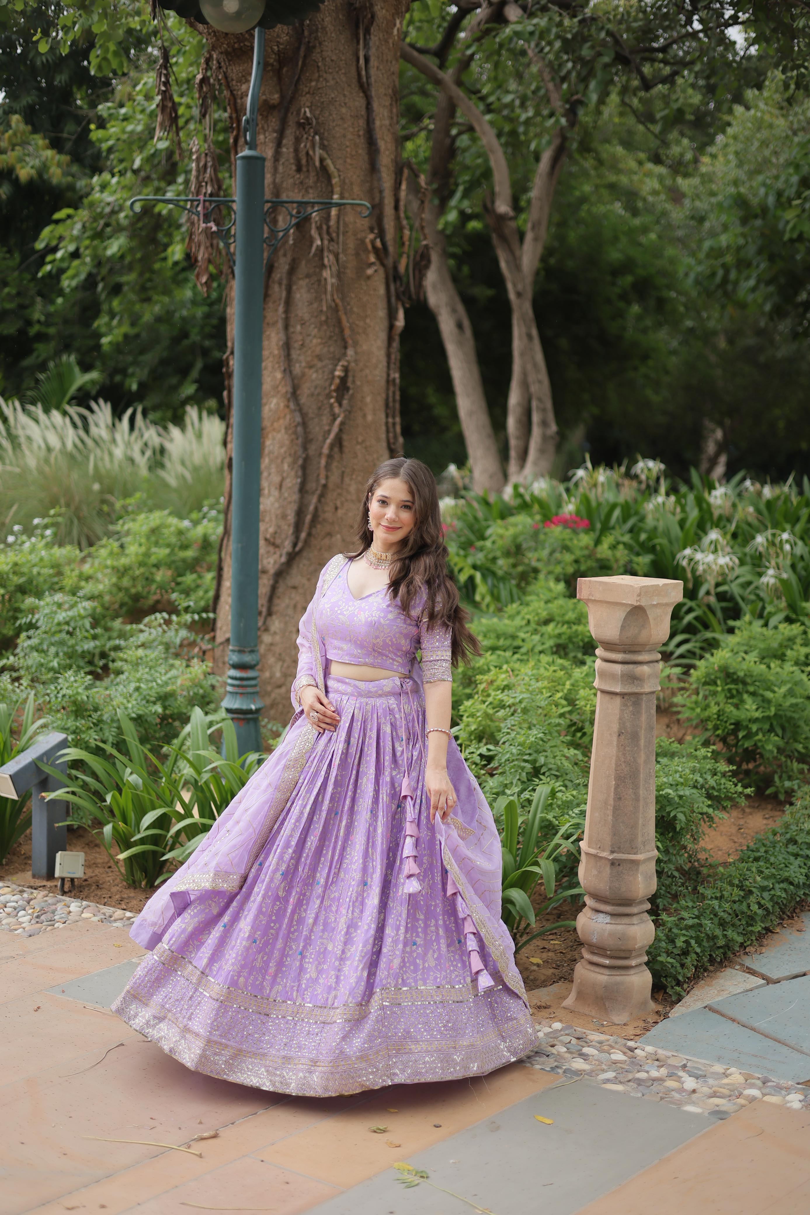 Wedding Wear Lavender Color  Lehengha Choli