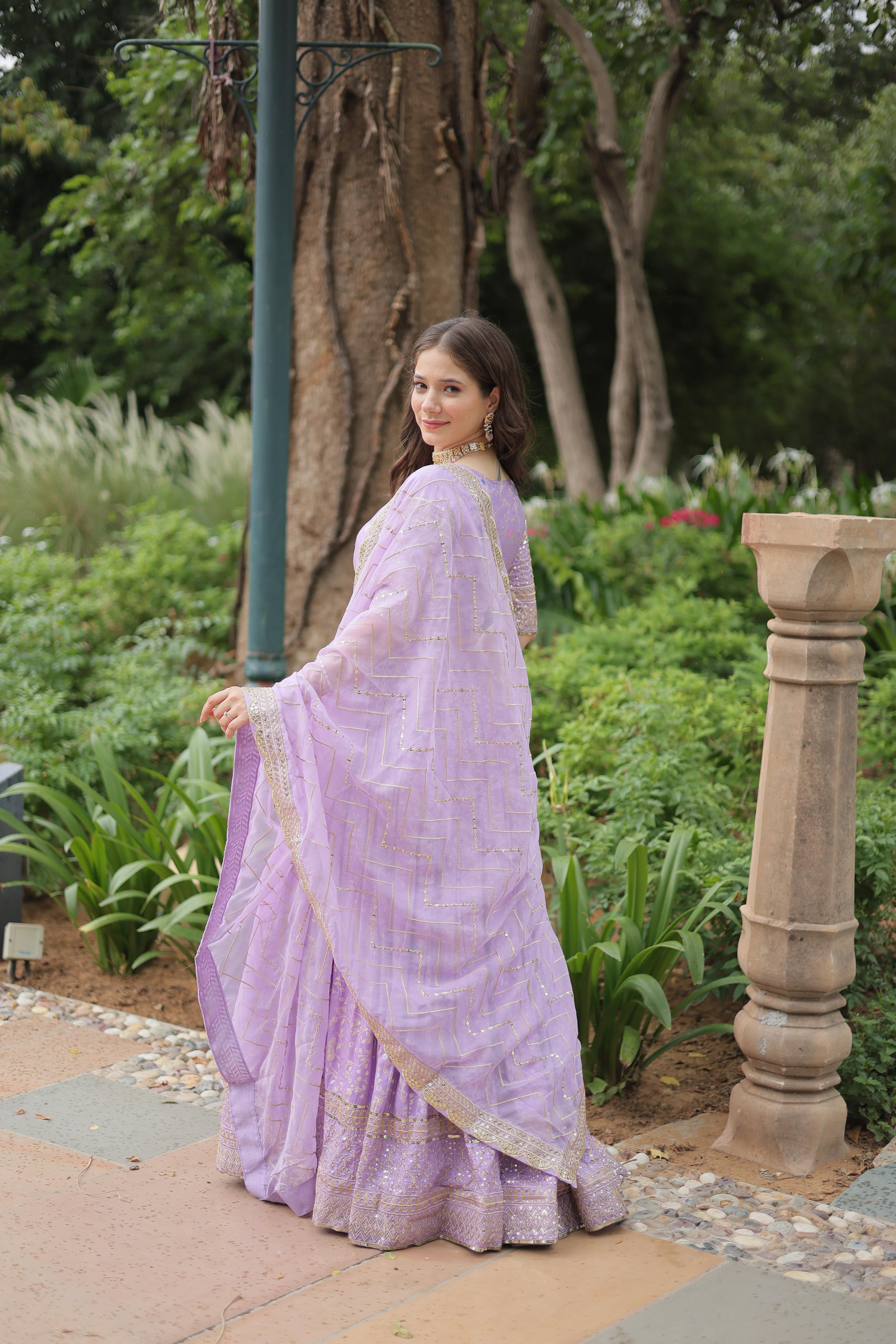 Wedding Wear Lavender Color  Lehengha Choli