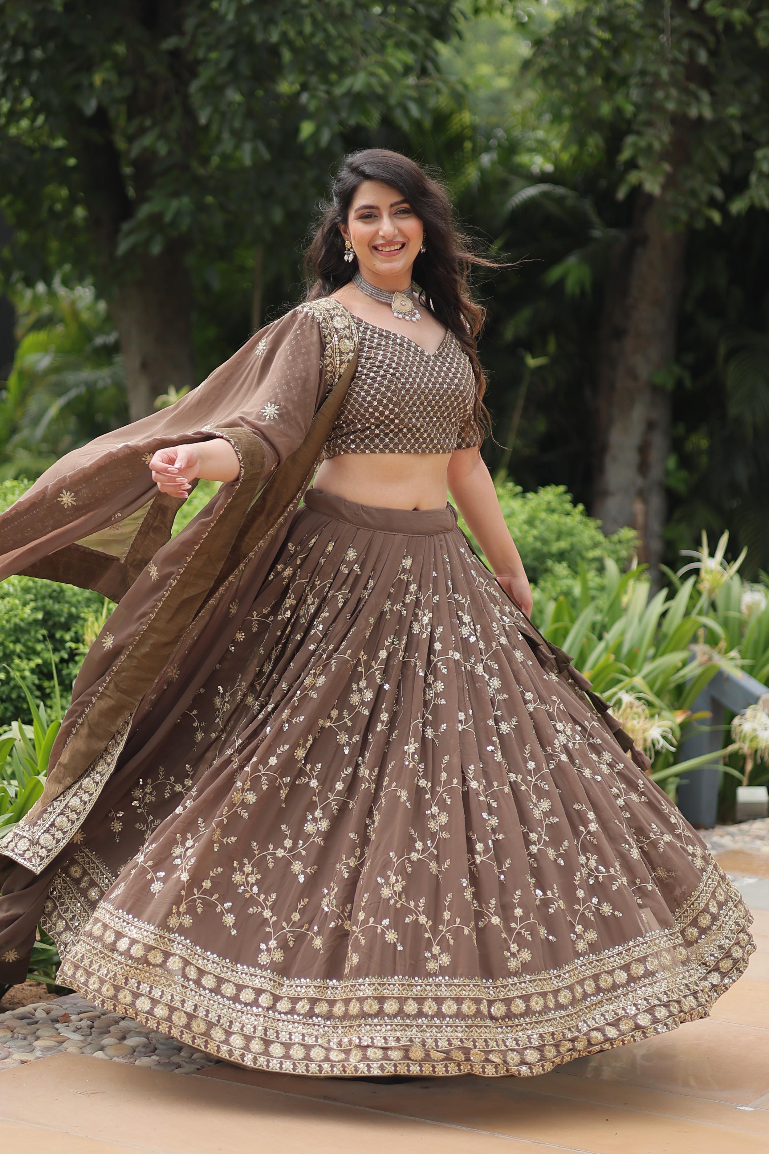Wedding Wear Heavy Work Beige Color Lehenga Choli