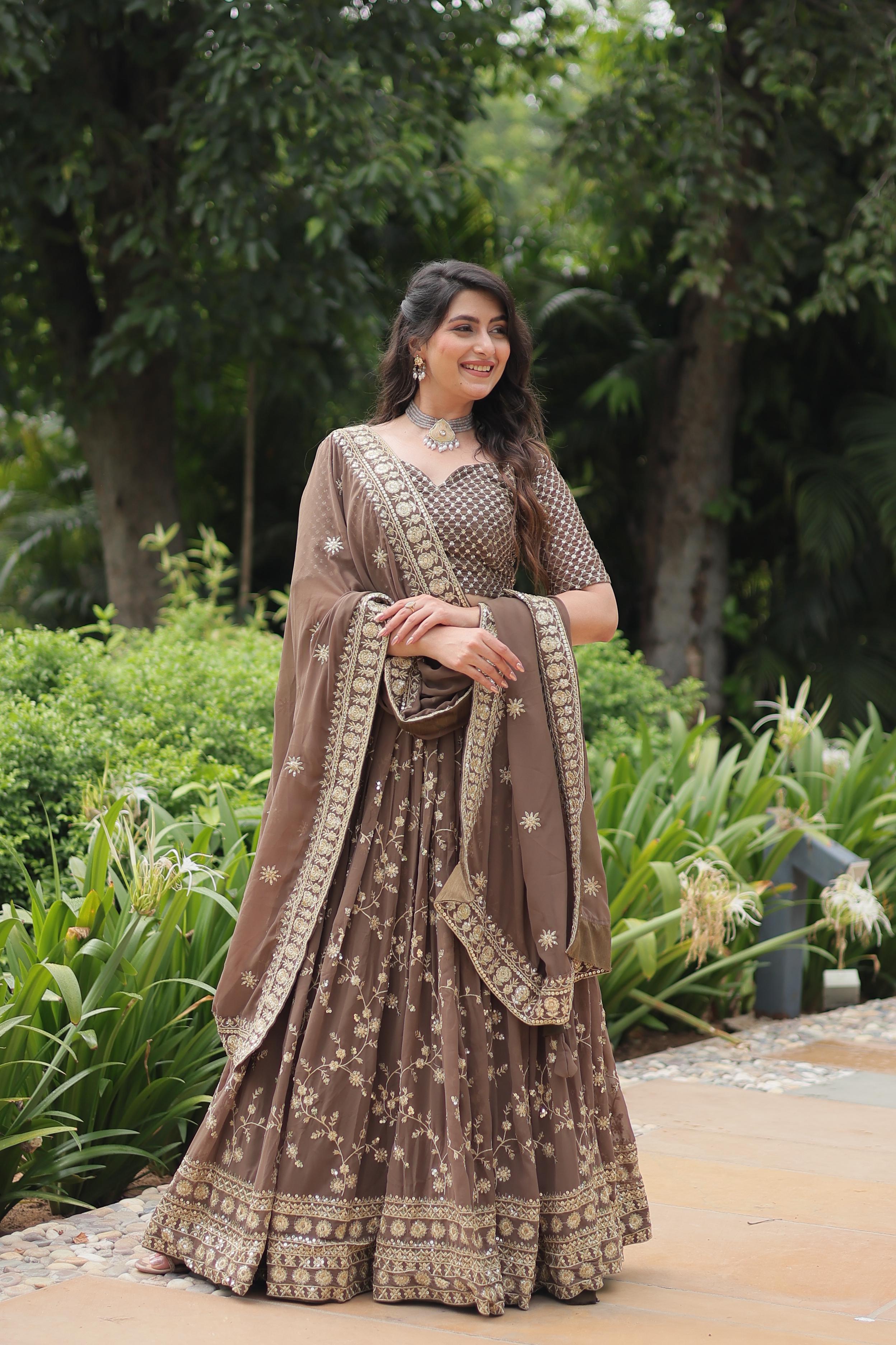 Wedding Wear Heavy Work Beige Color Lehenga Choli
