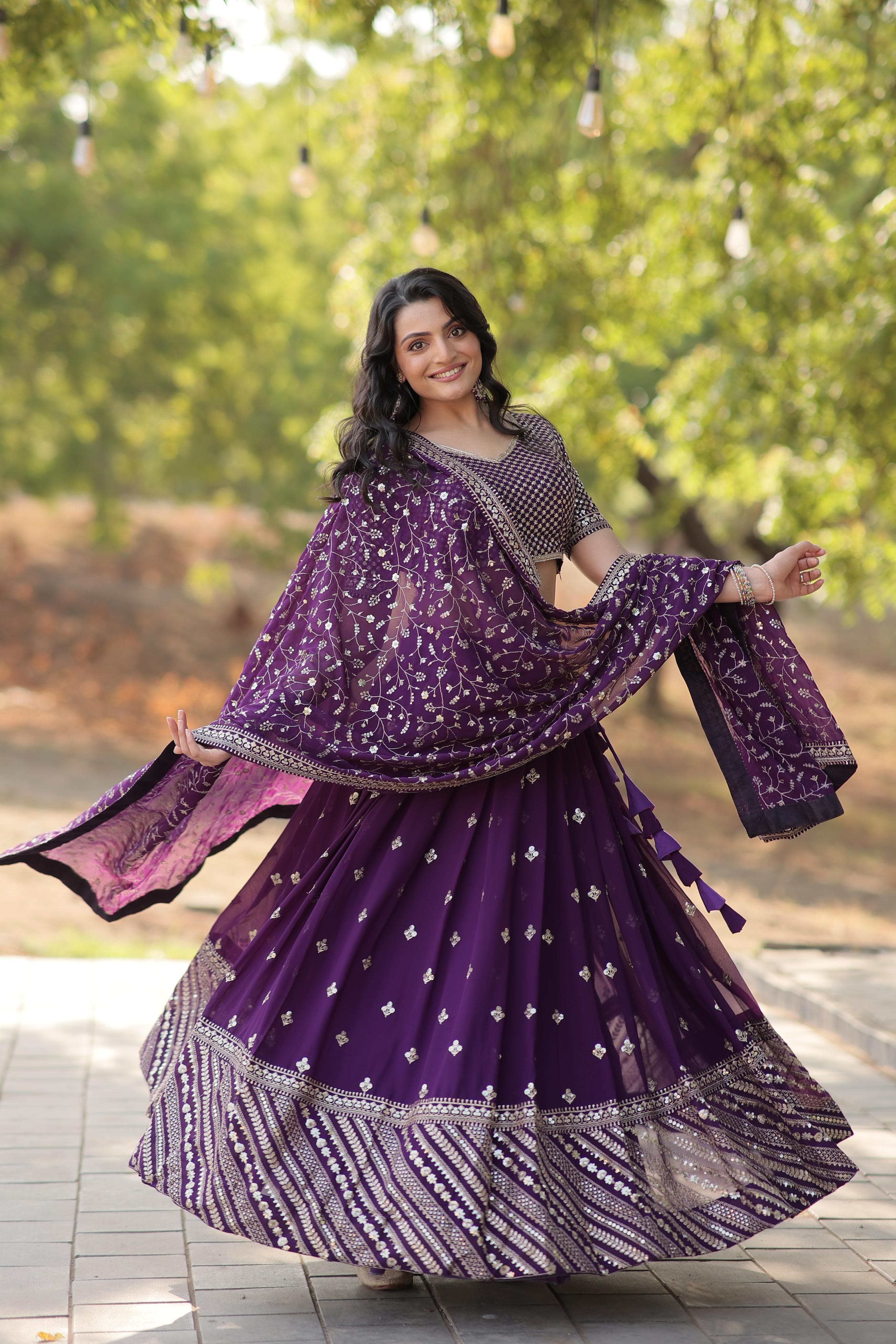 Wine Color Thread Embroidered Work Lehenga Choli