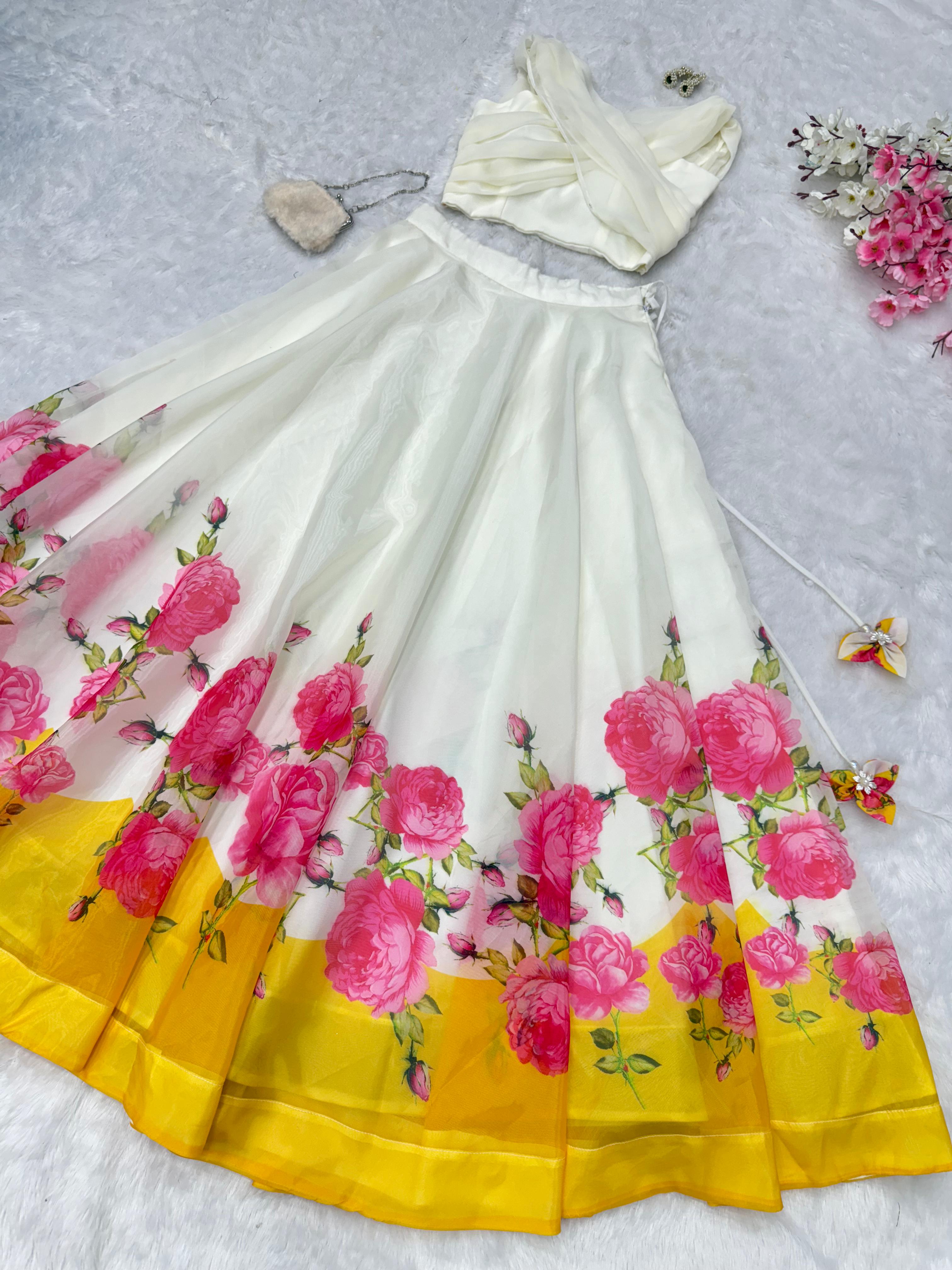 Marriage Special Organza Silk White color Lehenga Choli