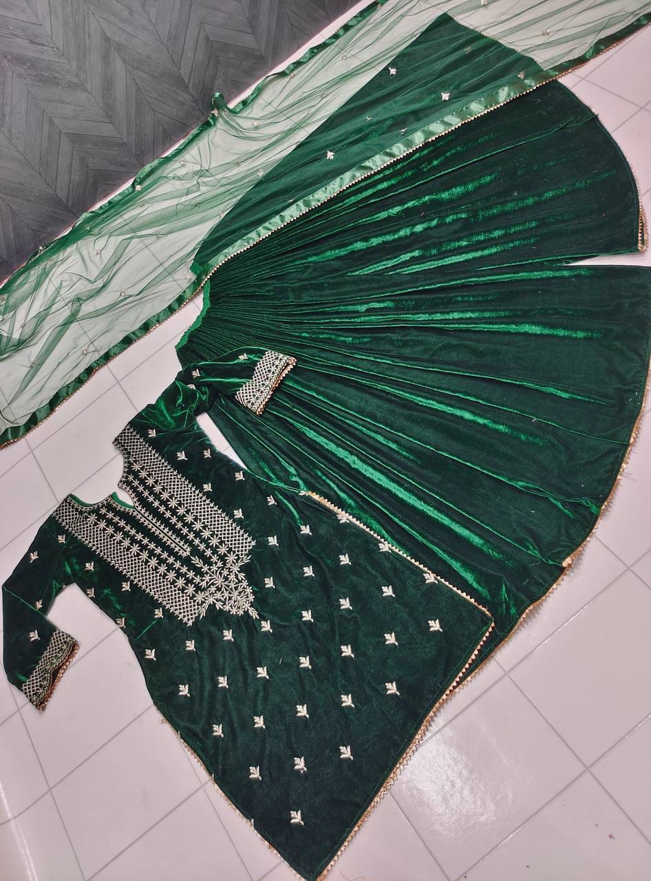 Fabulous Georgette Green Color Sharara Suit