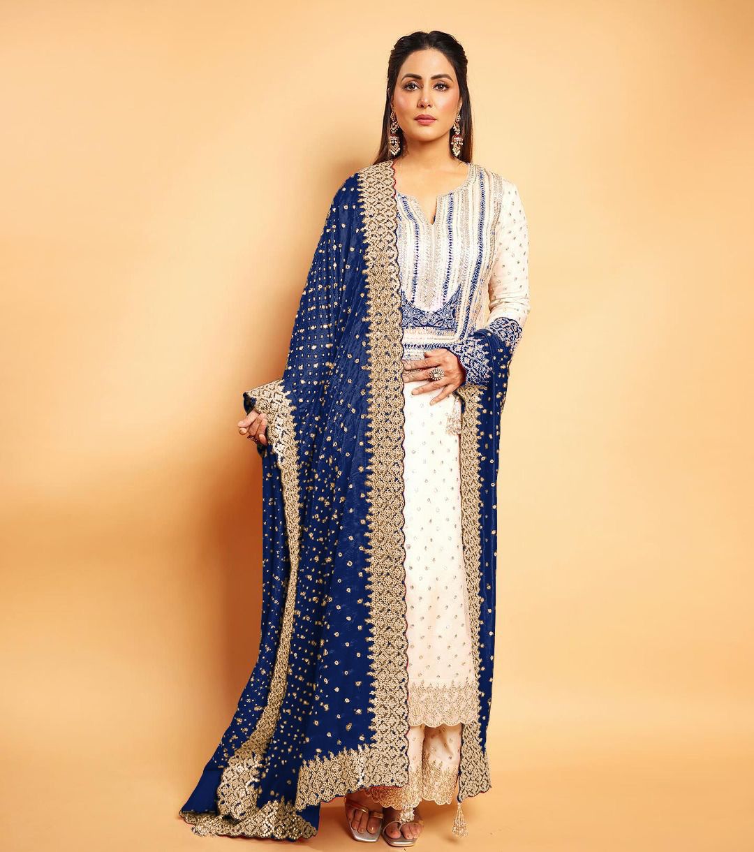 Captivating Embroidery Sequence Work Blue Color Anarkali Suit