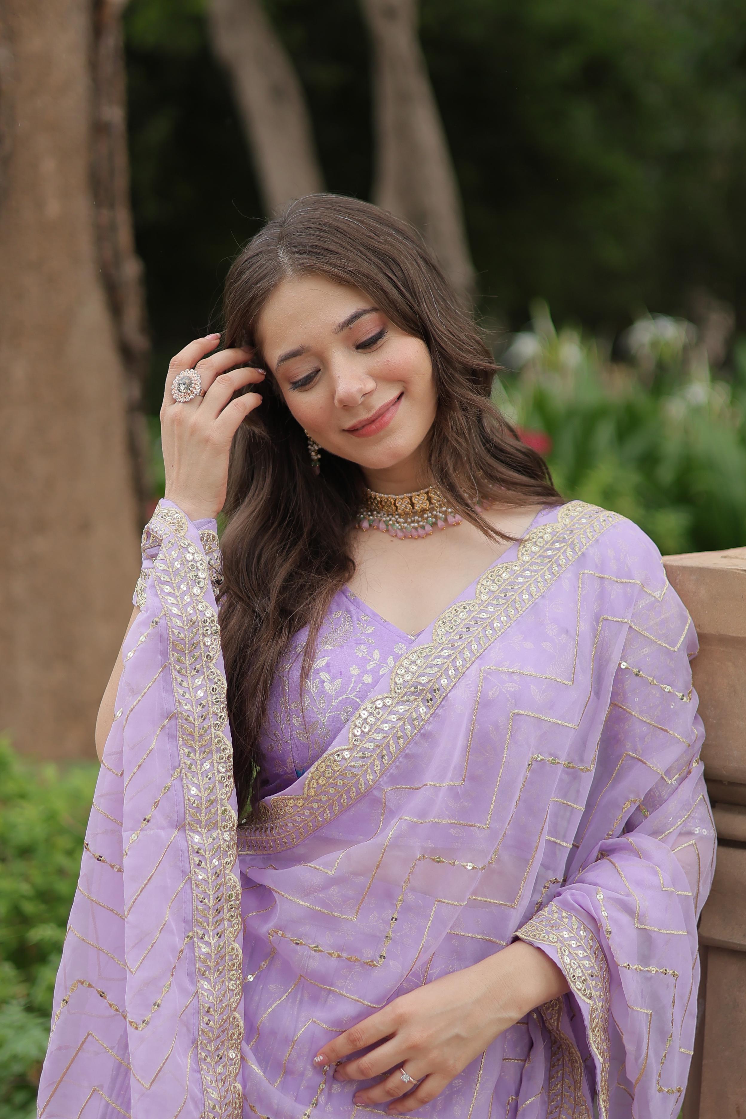 Wedding Wear Lavender Color  Lehengha Choli