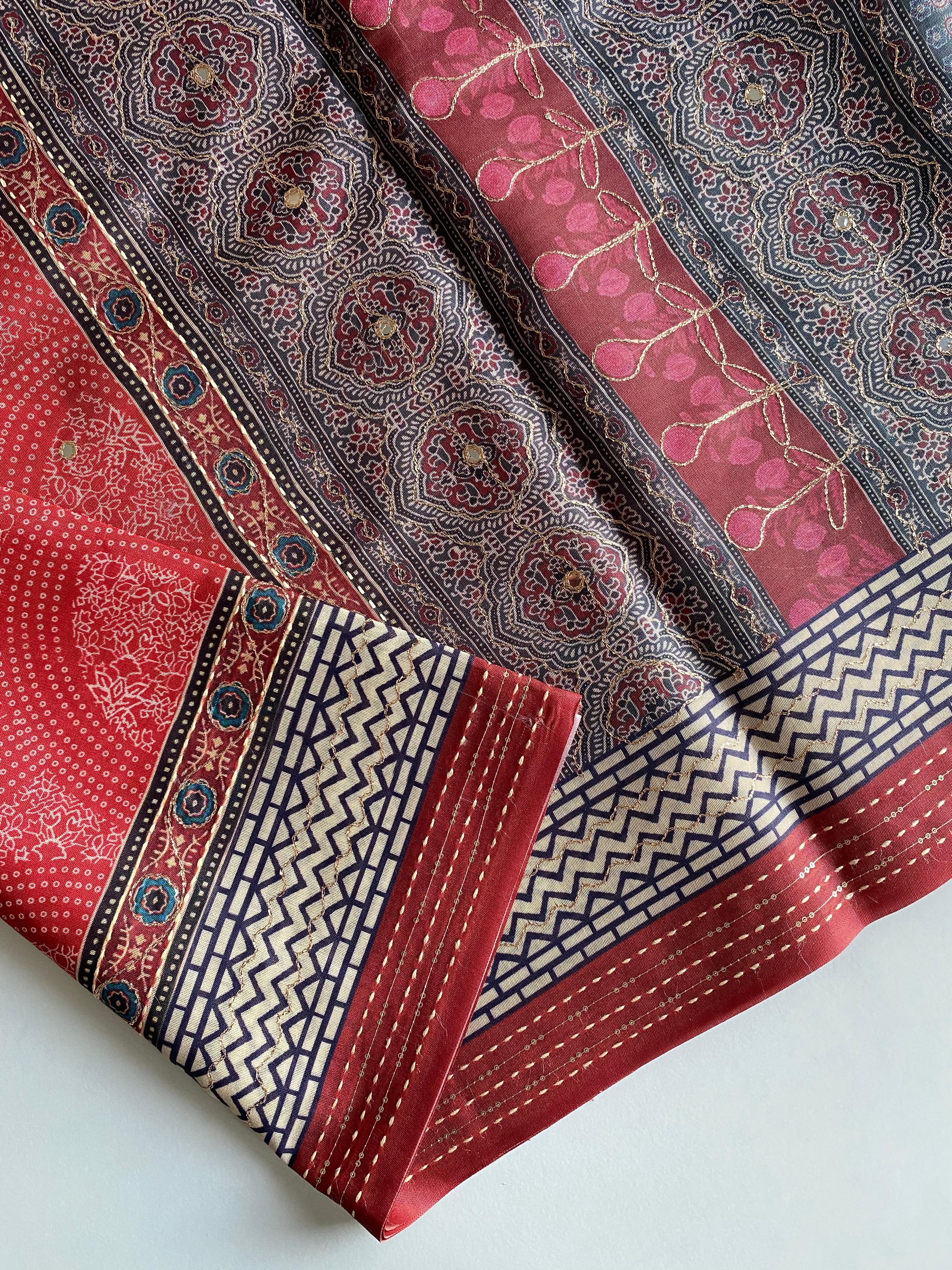 Elegant Bandhani Prints Red Color Saree