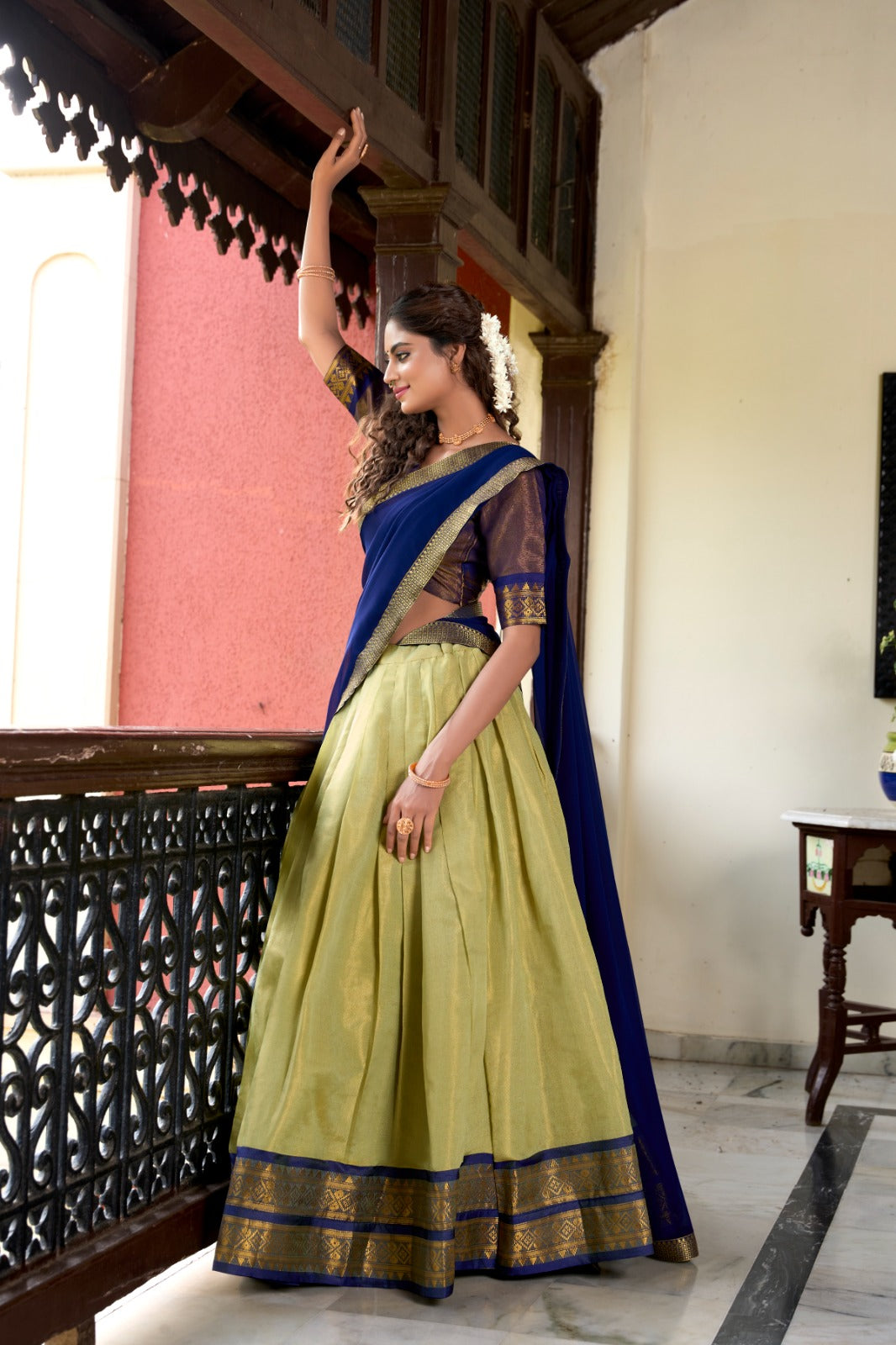Awesome Kanchipuram Perrot Color Lehenga Choli