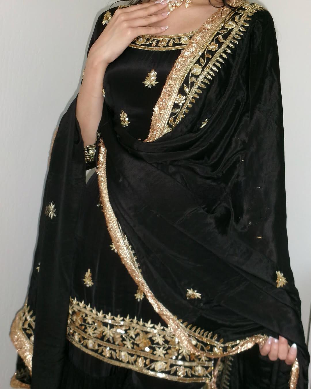 Black Color Heavy Work Stunning Sharara Suit