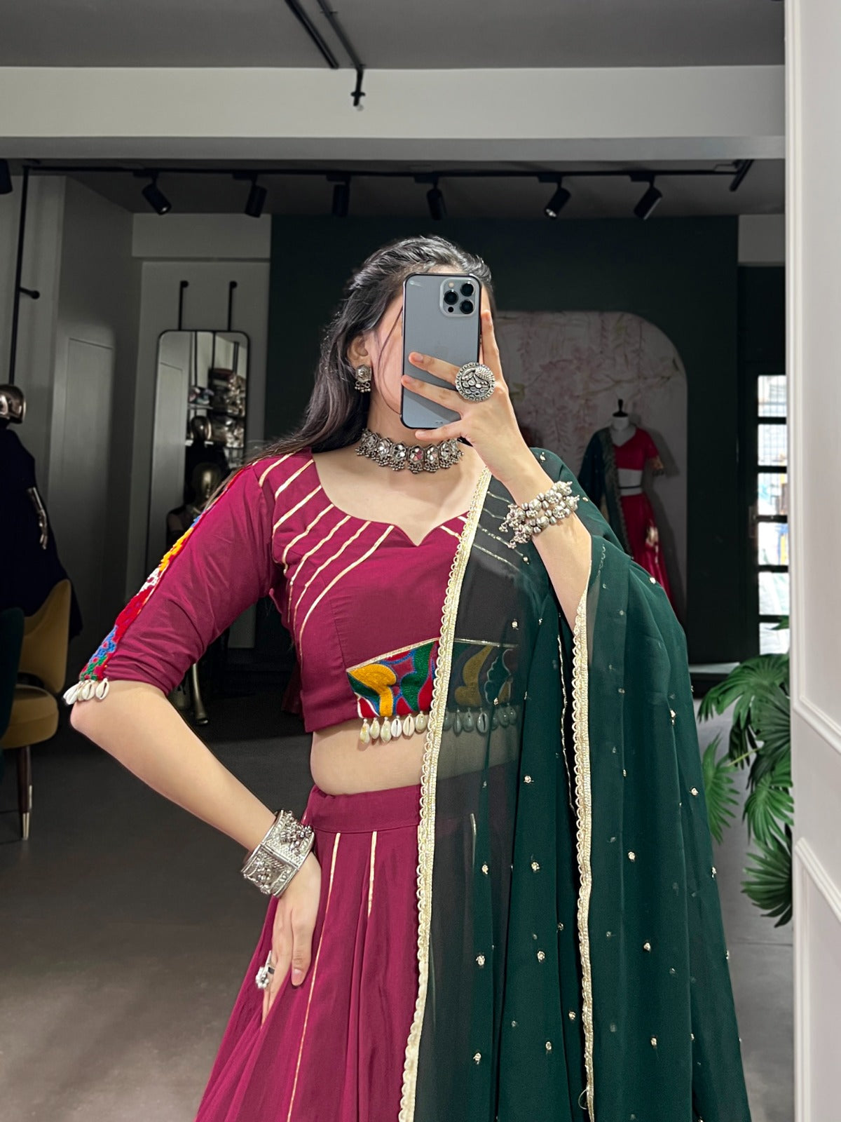 Maroon Color Gotta Patti Touch Navratri Lehenga Choli Set