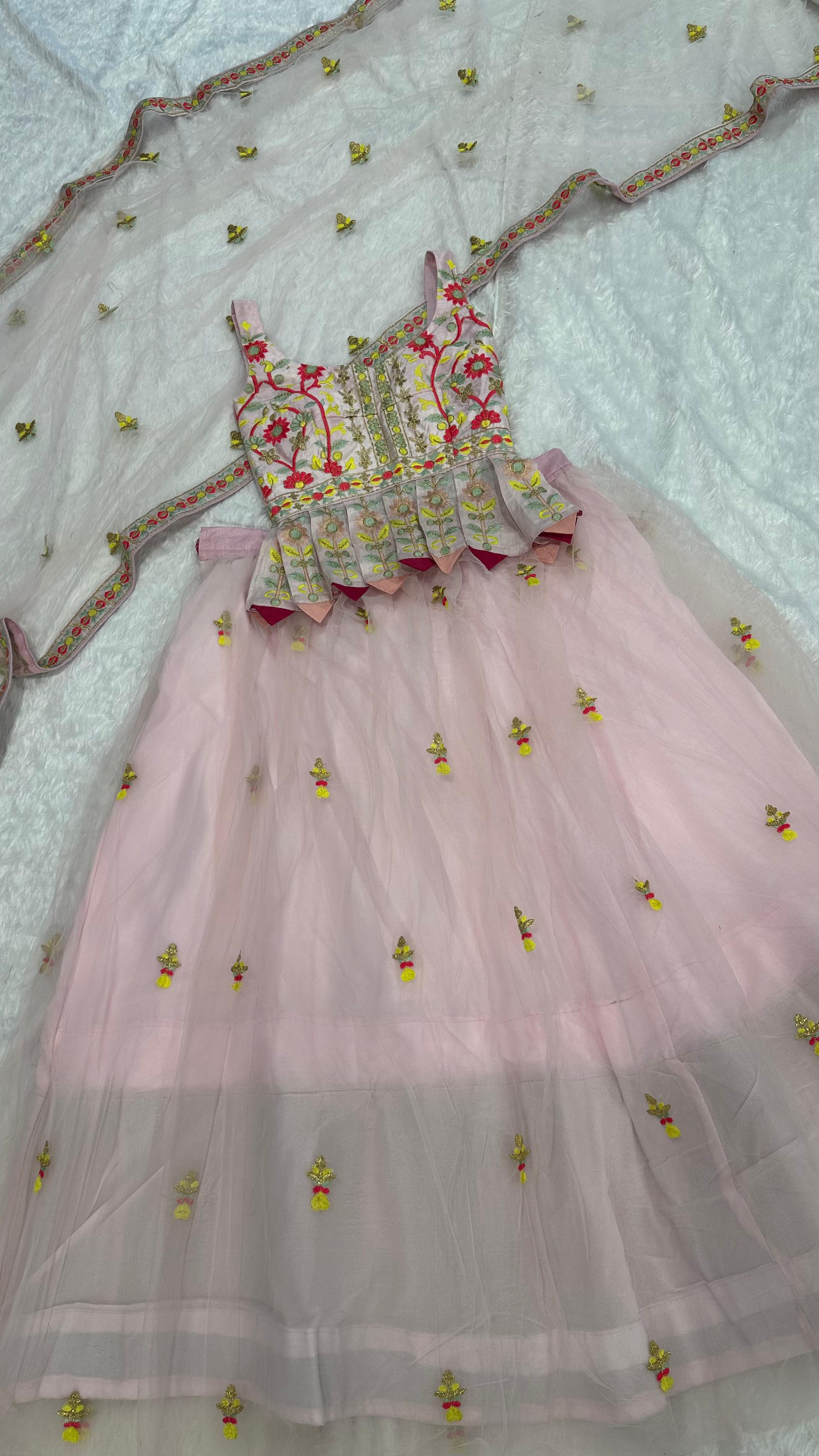 Light Pink Classic Beautiful Double layer Net lehenga Choli