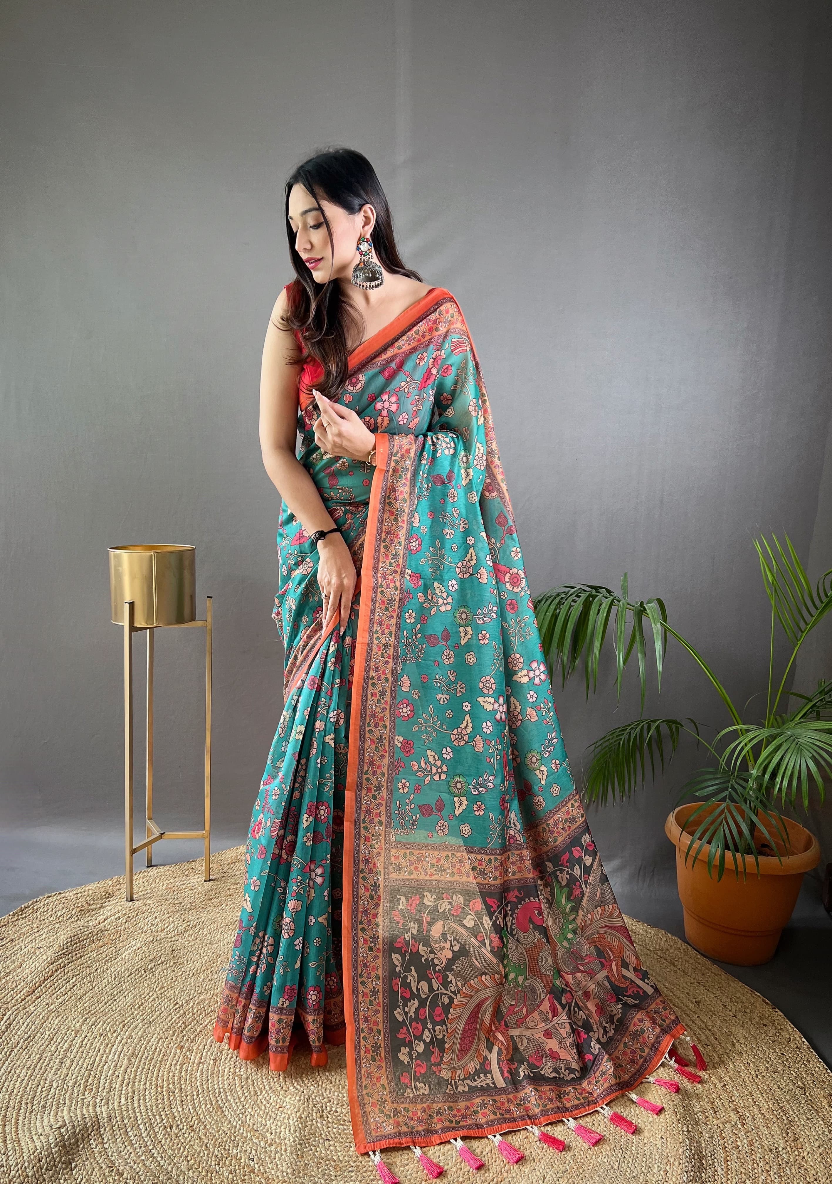 Fabulous Malai Cotton Sky Blue Color Saree