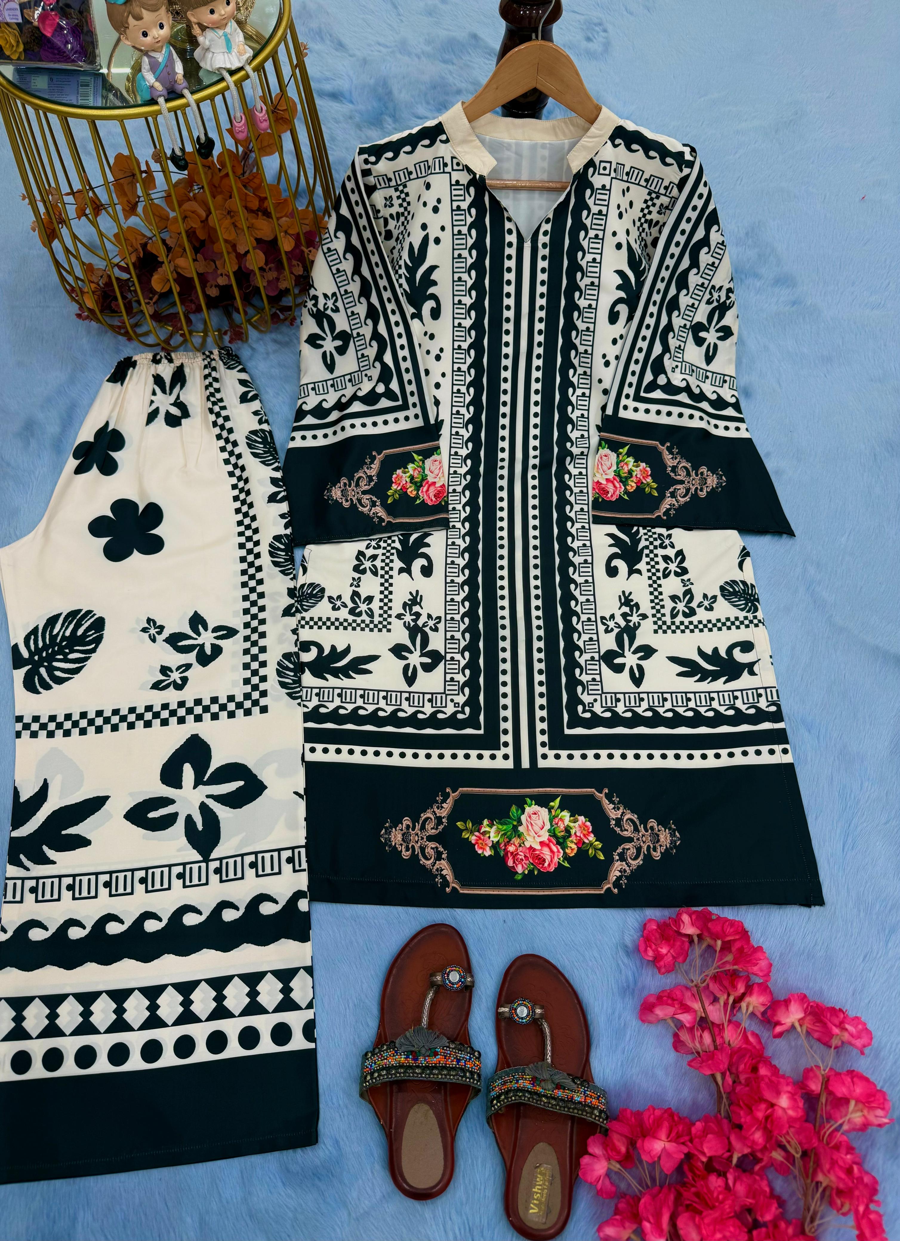 Black Color Digital Printed Co-ord Set