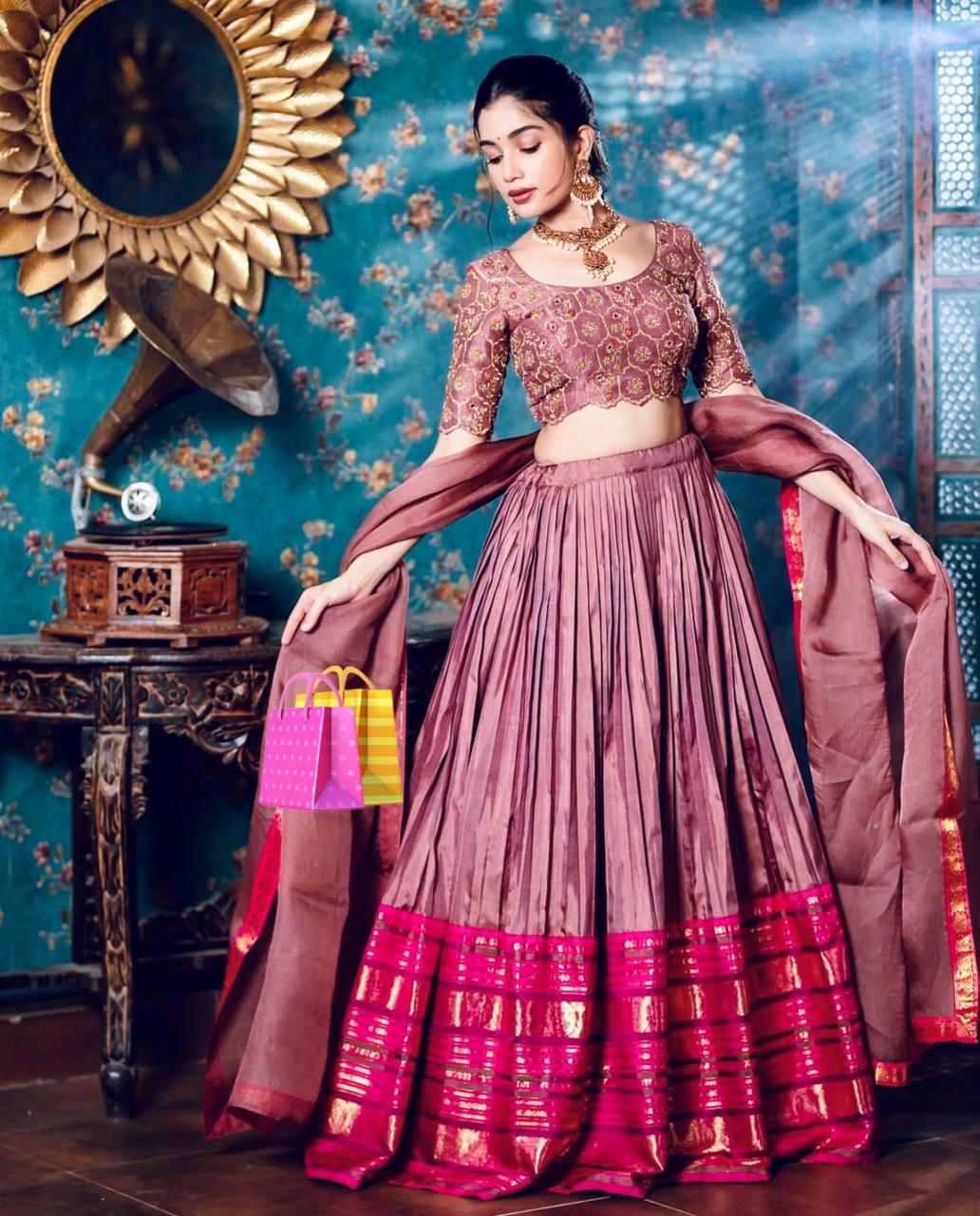 Fantastic Chinon Pink Color Lehenga Choli