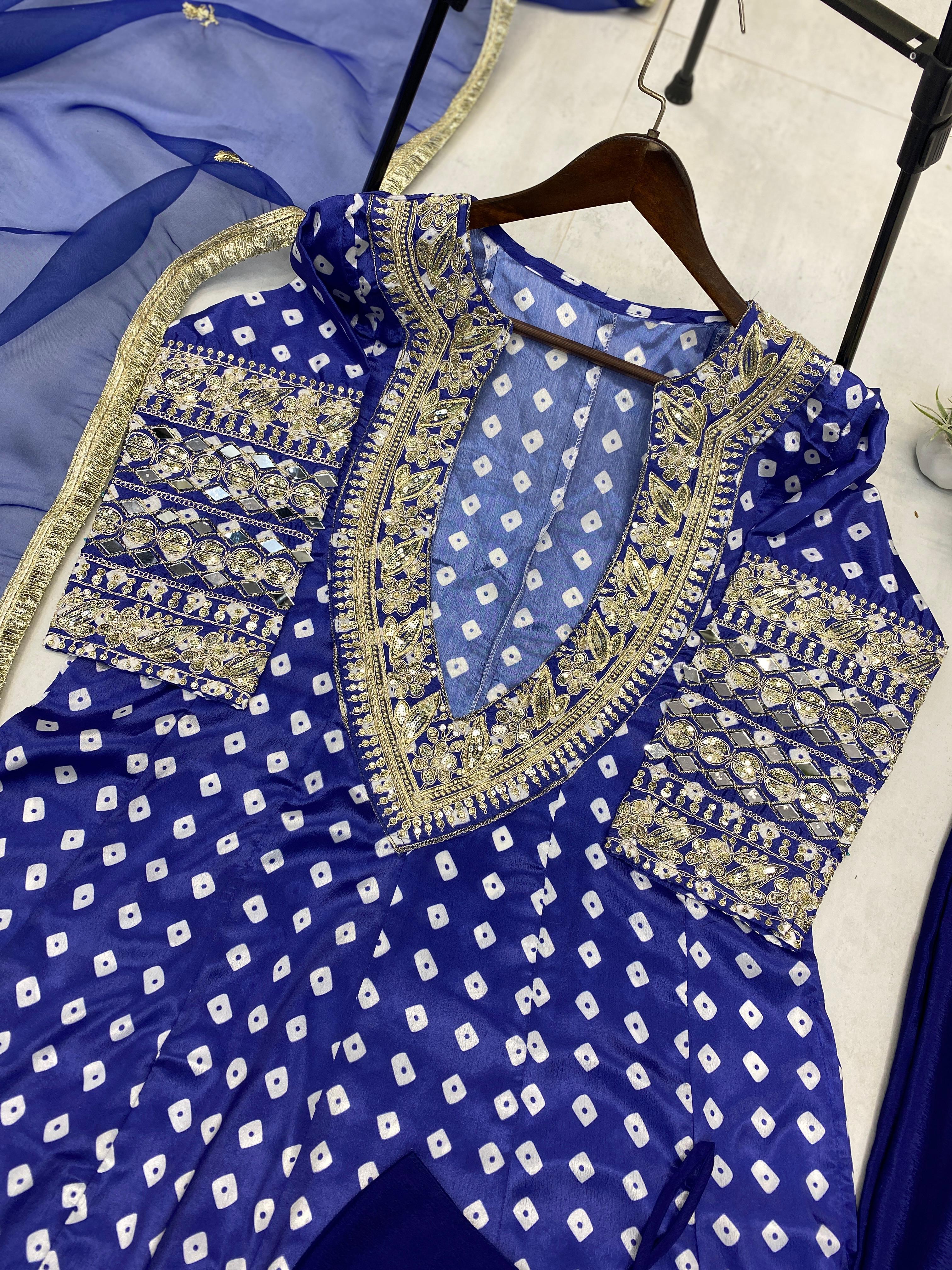 Blue Color Printed Peaceful Palazzo Suit
