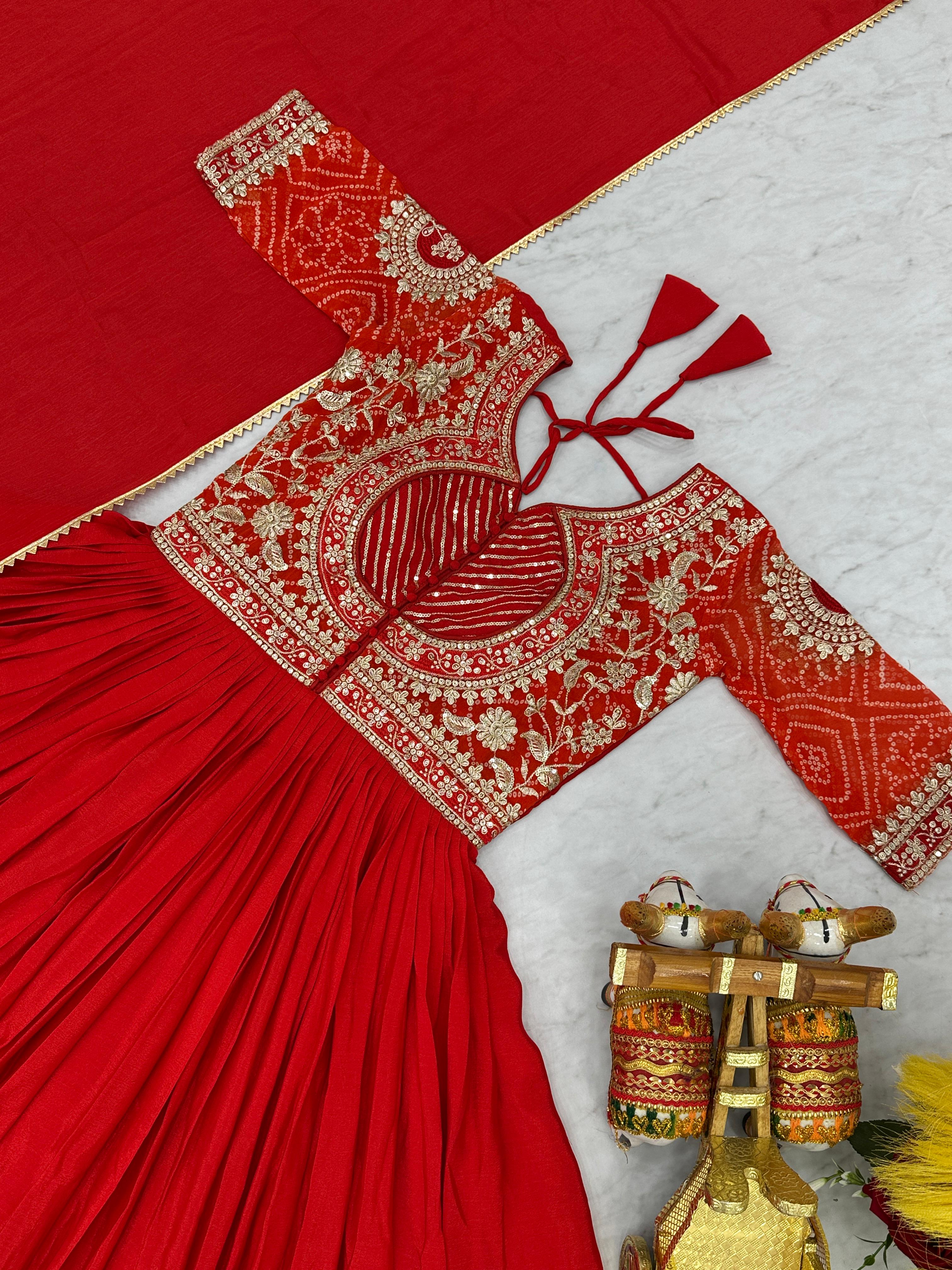 Blissful Pure Bandhrej Orange Color Gown