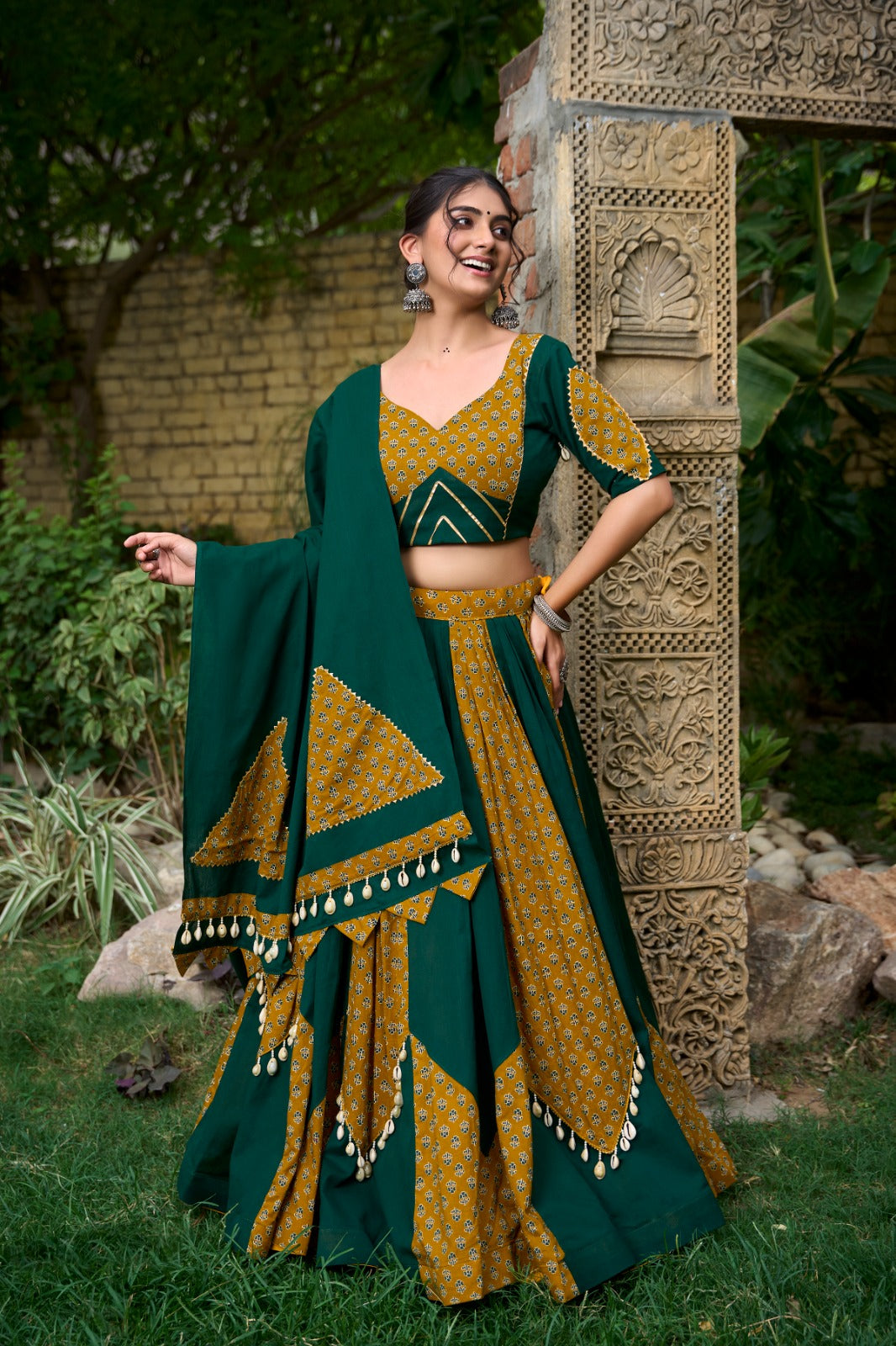 Navratri Special Green Color Luxuriant Lehenga Choli