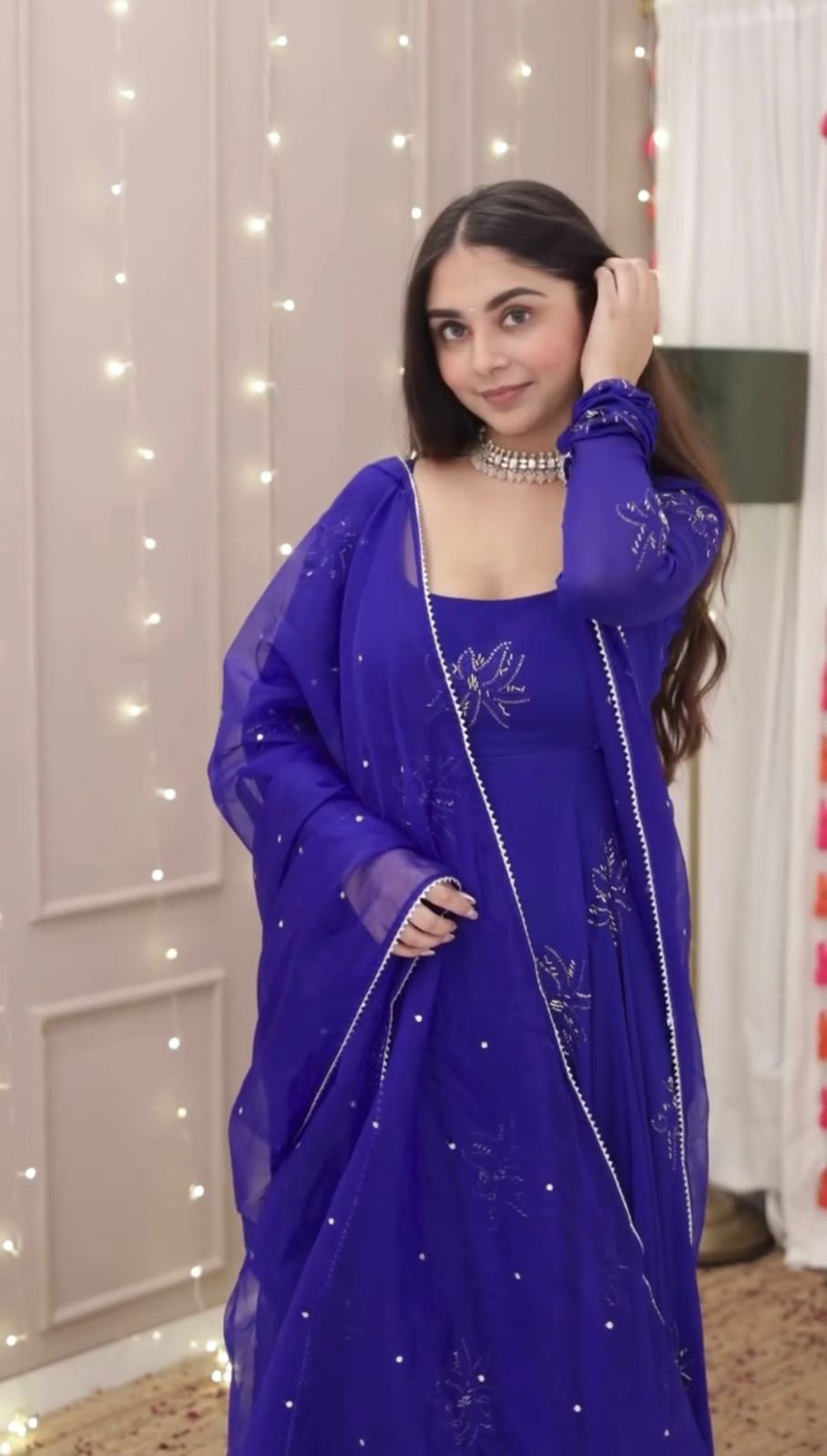 Festive Wear Georgette Blue Color Gown
