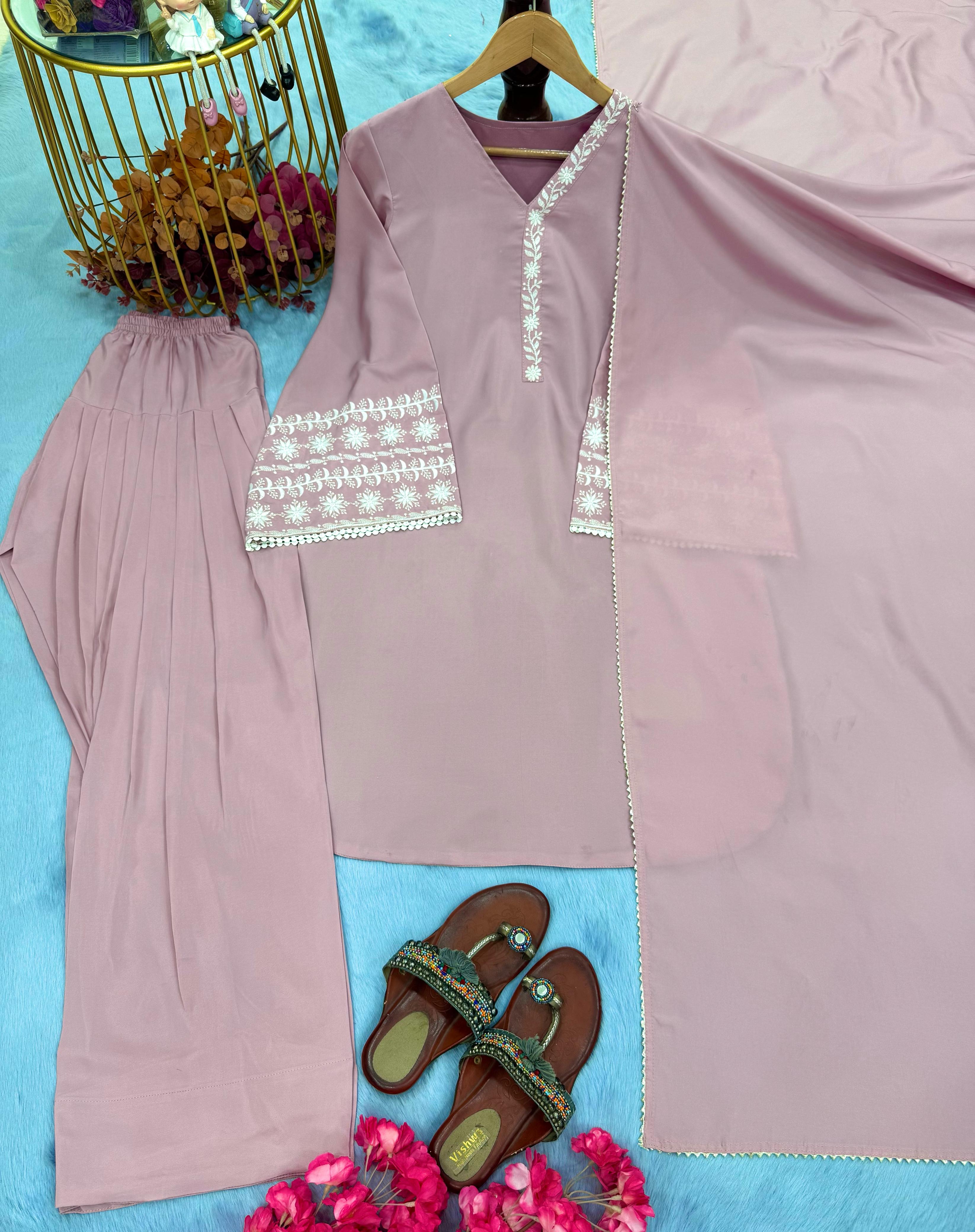 Pretty Light Pink Palazzo Suit With Dupatta