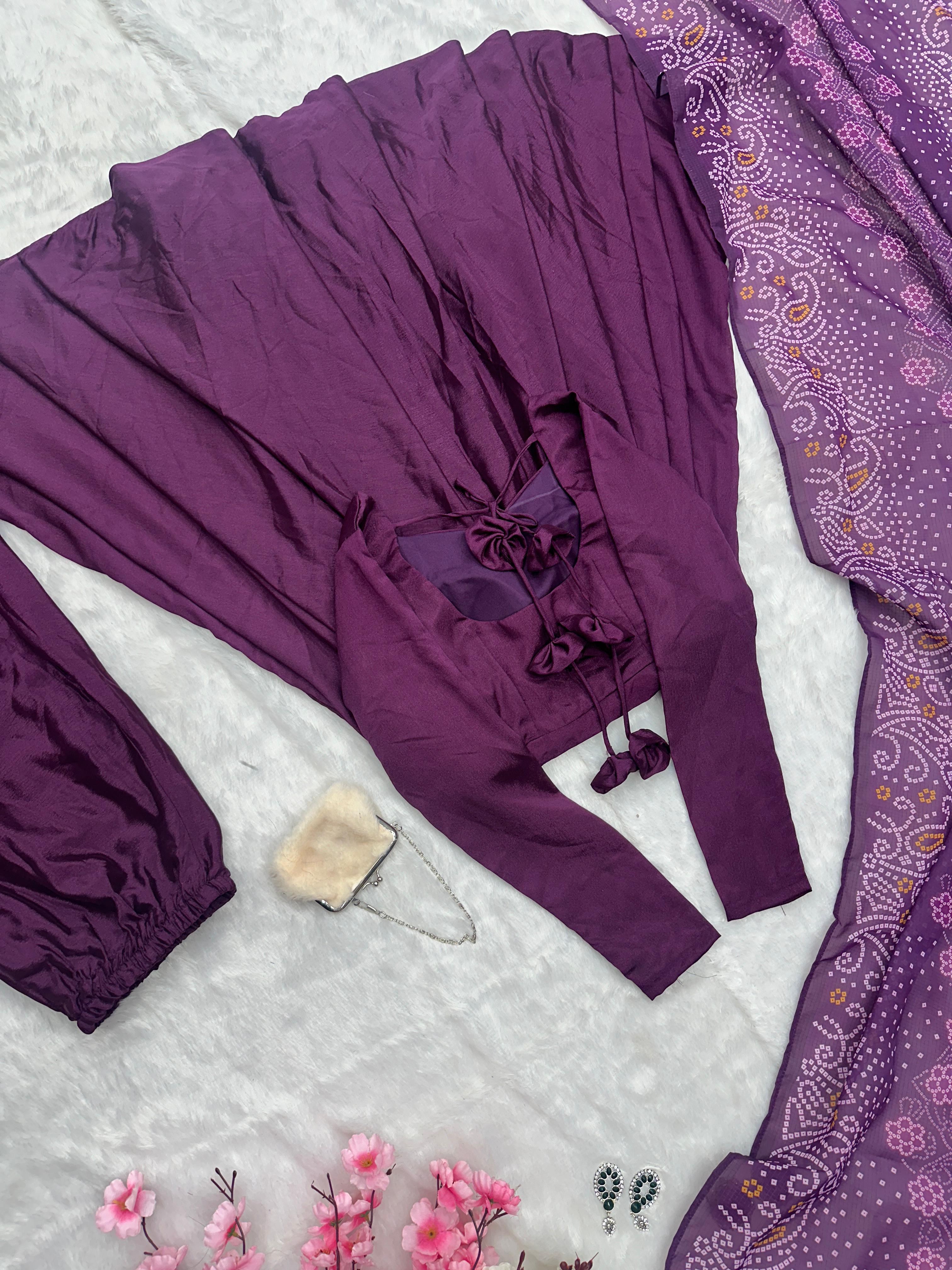 Glimmering Purple Color Silk Anarkali Gown