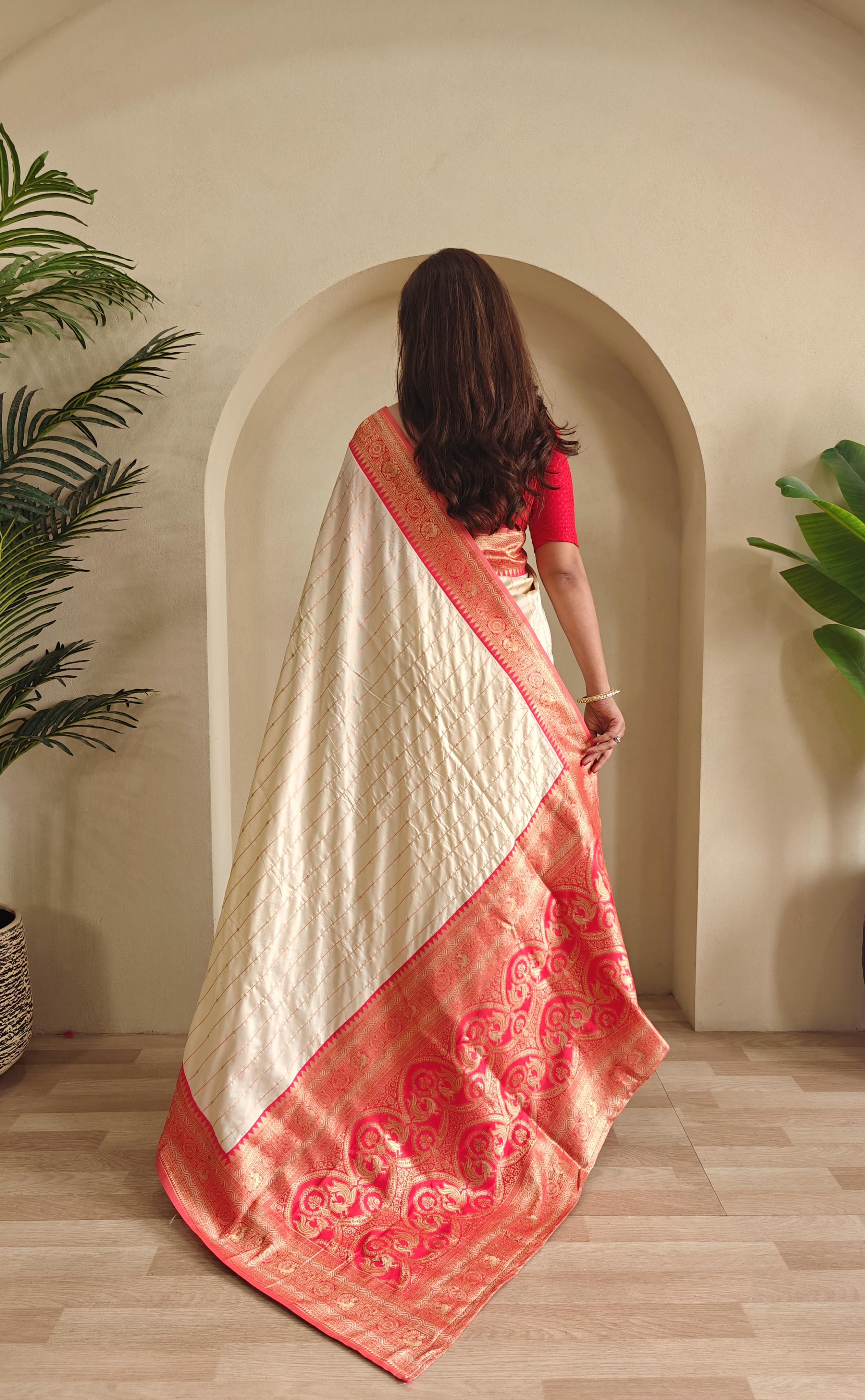 Casual Wear Off White Color Paithani Silk Saree