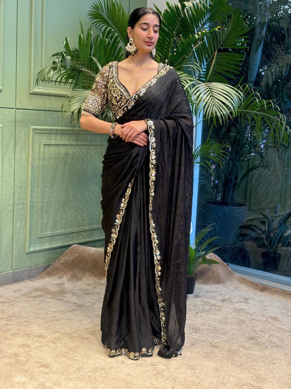 Wonderful Soft Rangoli silk Black Color Saree