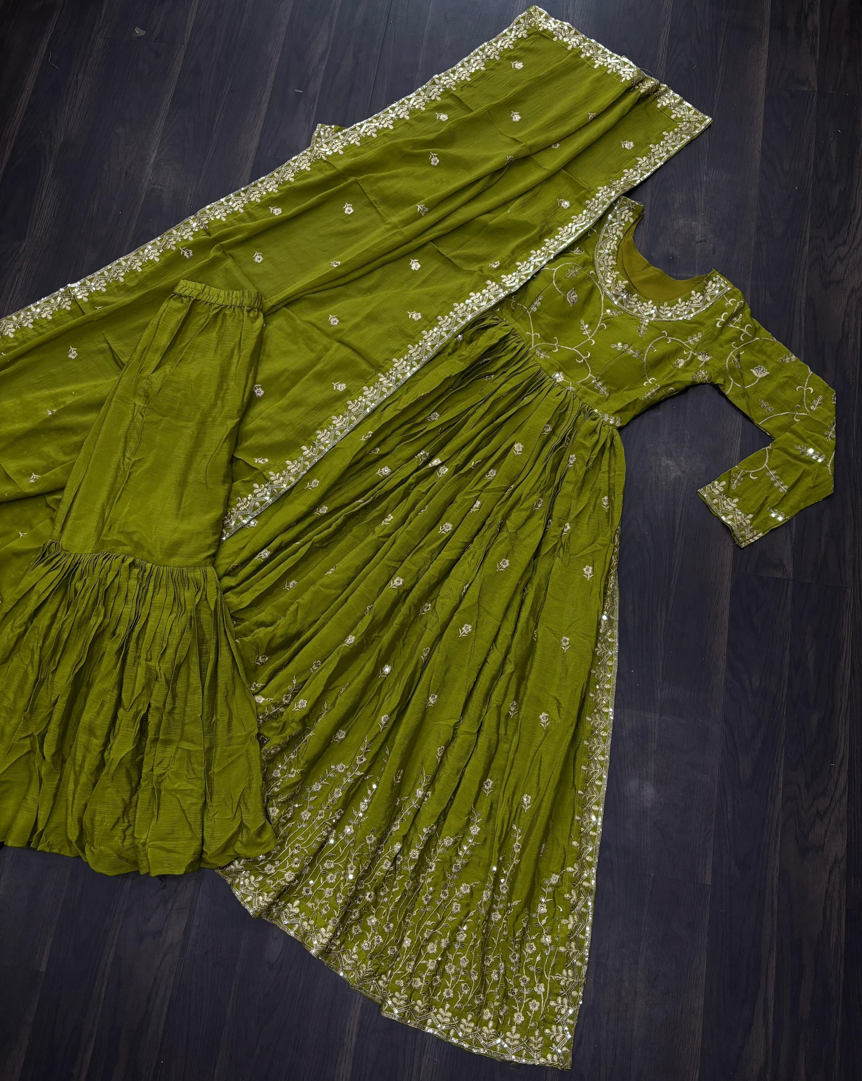 Marvelous Sequins Embroidered Work Perrot Color Sharara Suit – vastracloth