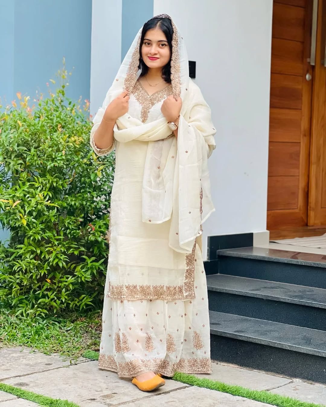Captivating Crunchy Silk White Color Sharara Suit