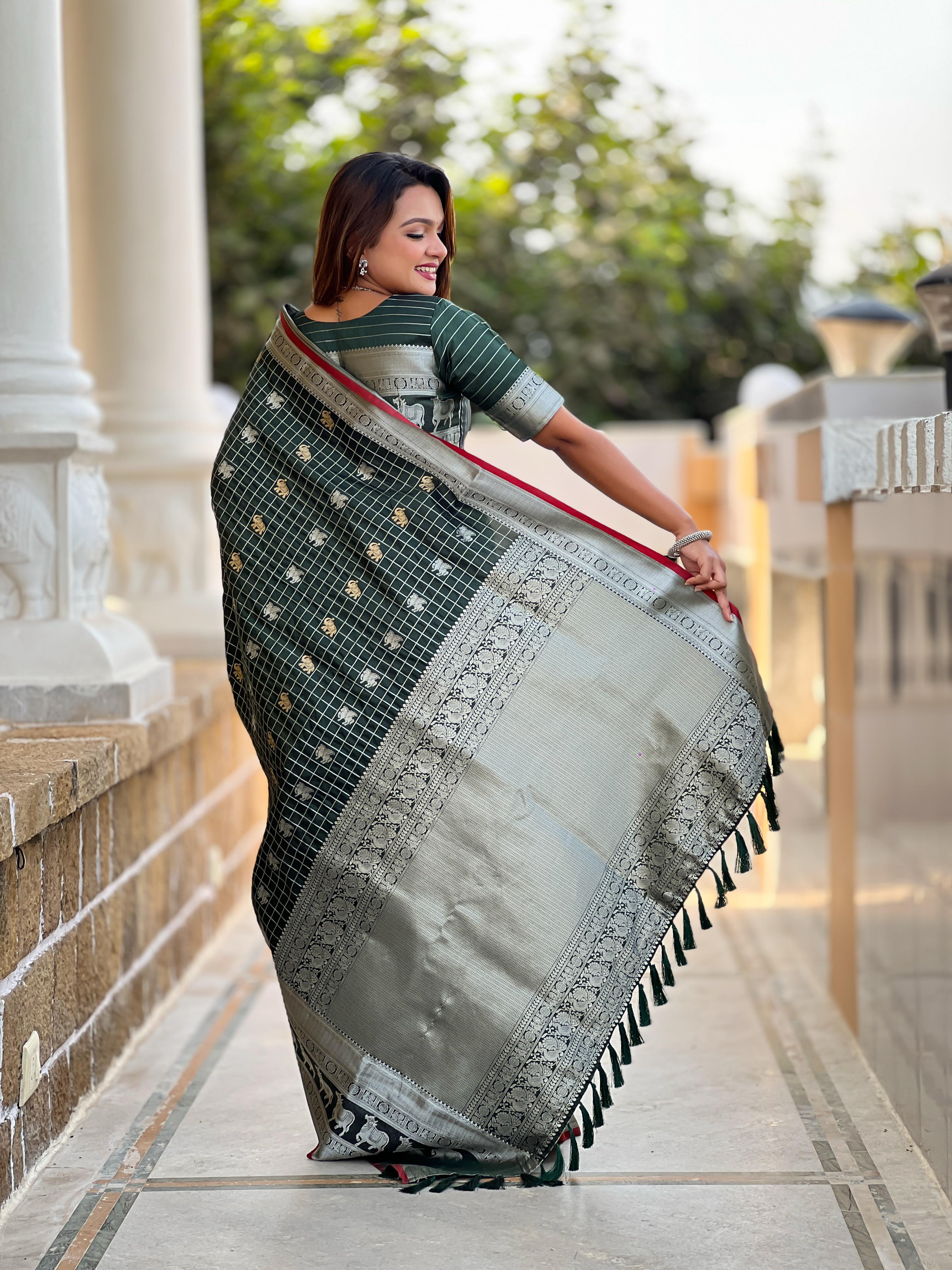 Fashionable Soft Silk Green Color Saree