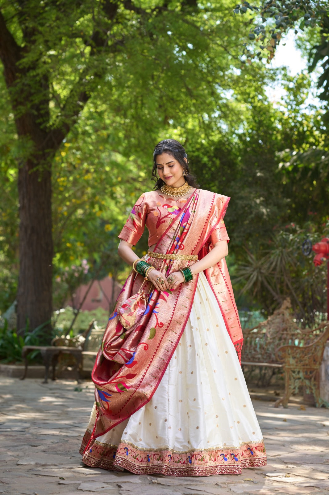 Fantastic Weaving Zari Work White Color Lehenga Choli