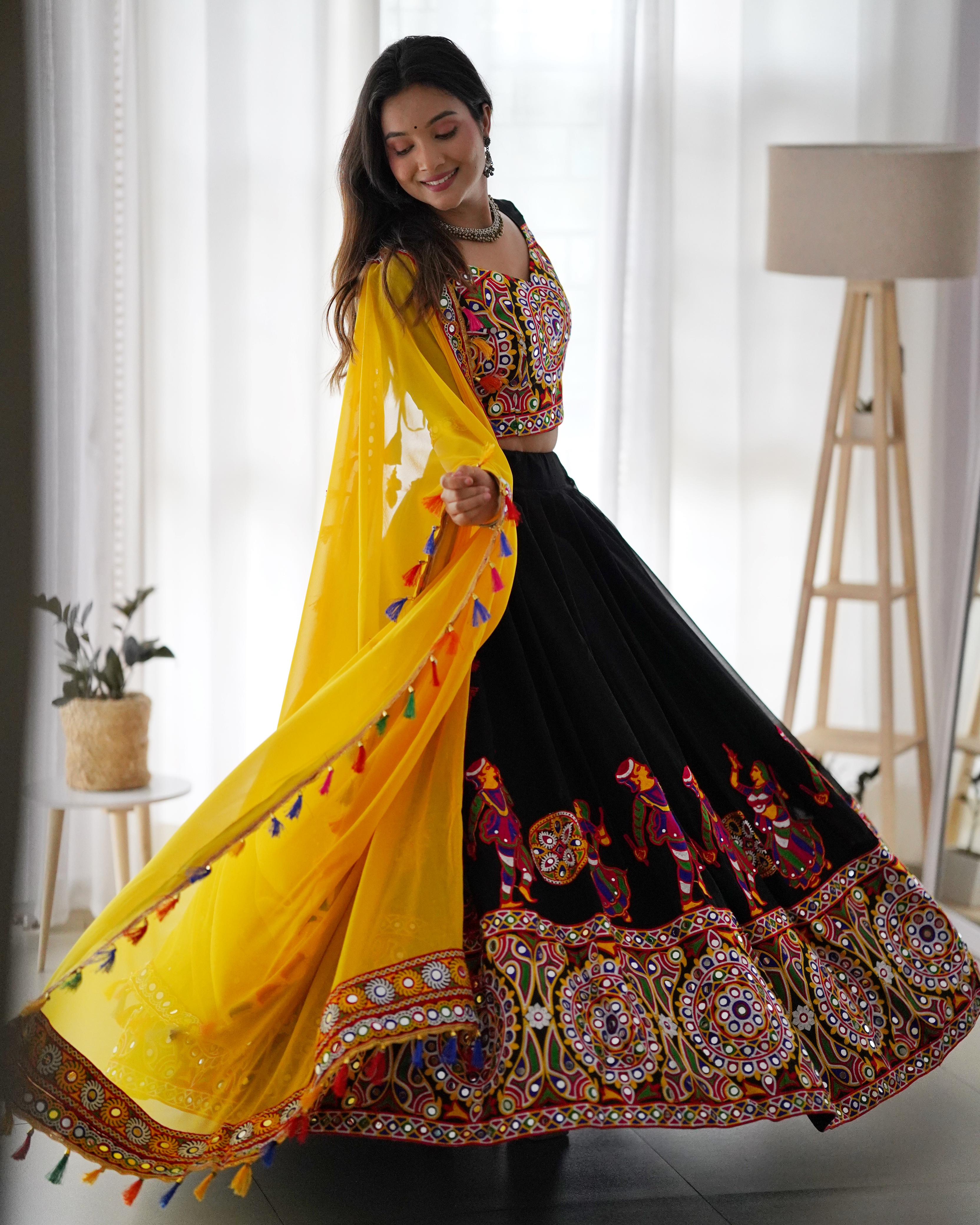Black Color Garba Special Lehenga Choli